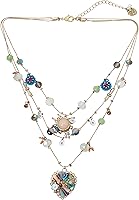 Betsey Johnson Women's Butterfly Charms Layered Necklace - Adjustable 16in Gold-Tone Chain with Beads, Flowers & Charms