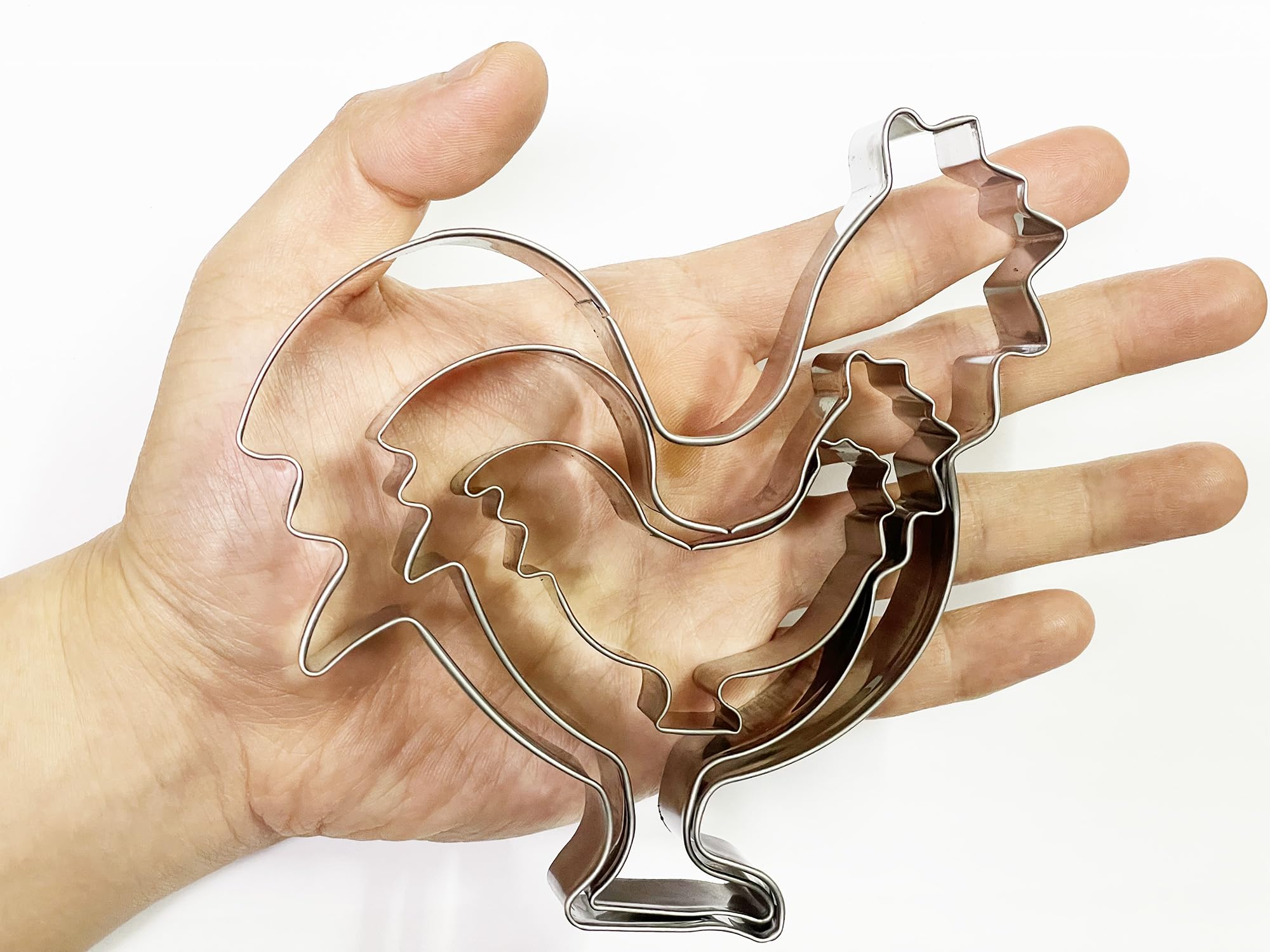 Selecto Bake 3 Pieces of Farm Rooster Cutters Set Stainless Steel Cookie Stamps Sandwich Cutter Fondant Cake Mould Biscuit Press - Image 3