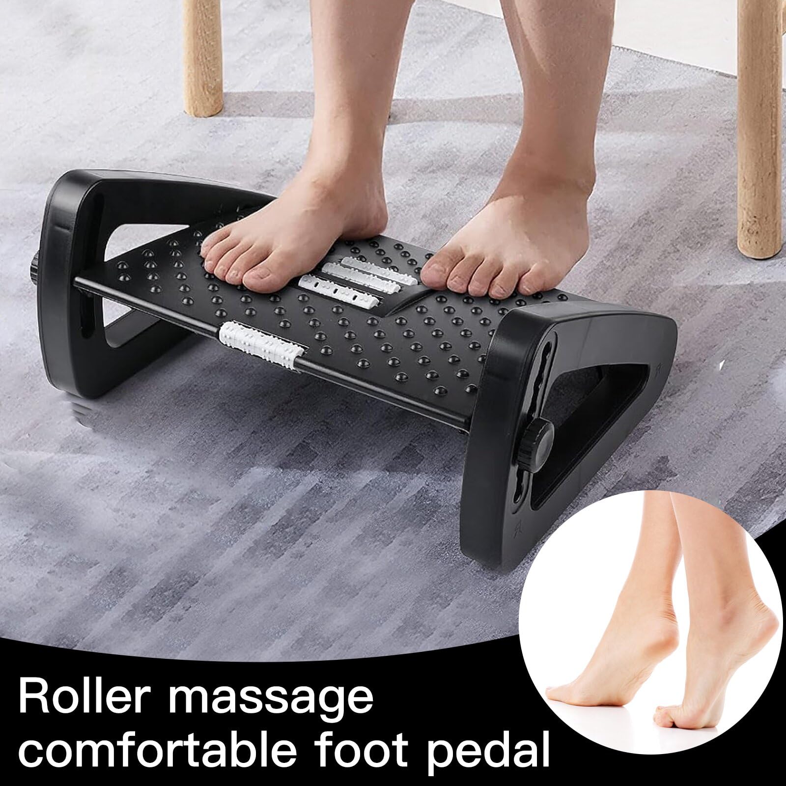 Poggia Piedi Scrivania,Poggiapiedi per Scrivania Regolabile,Poggiapiedi Ergonomico con Altezza Regolabile e Funzione Massaggiante,per Casa,Ufficio,Viaggi