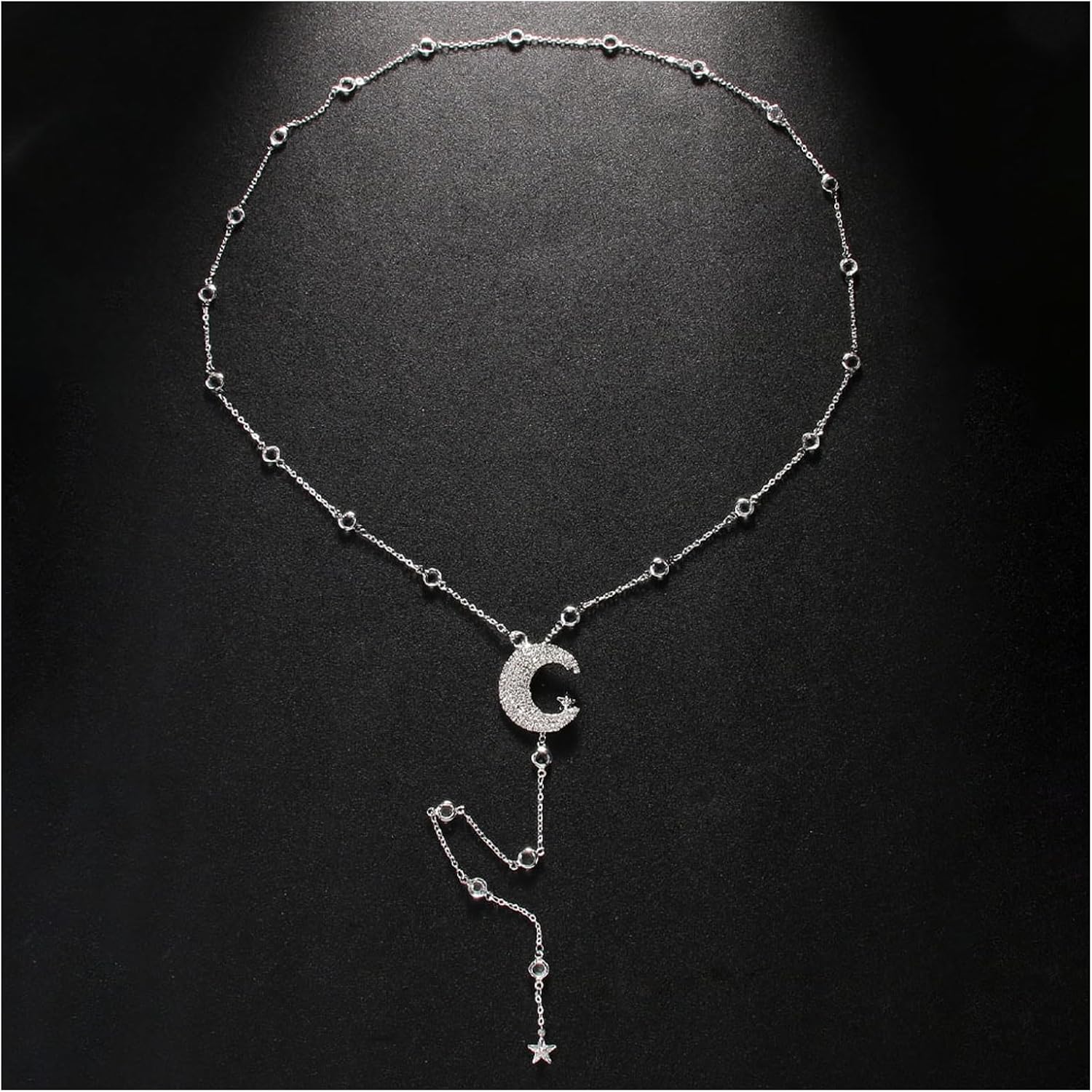Simple Rhinestone Moon Star Back Chain Body Jewelry for Women Sexy Backless Crystal Necklace Bridal Wedding Backdrop Dress Accessories Jewelry - Image 4