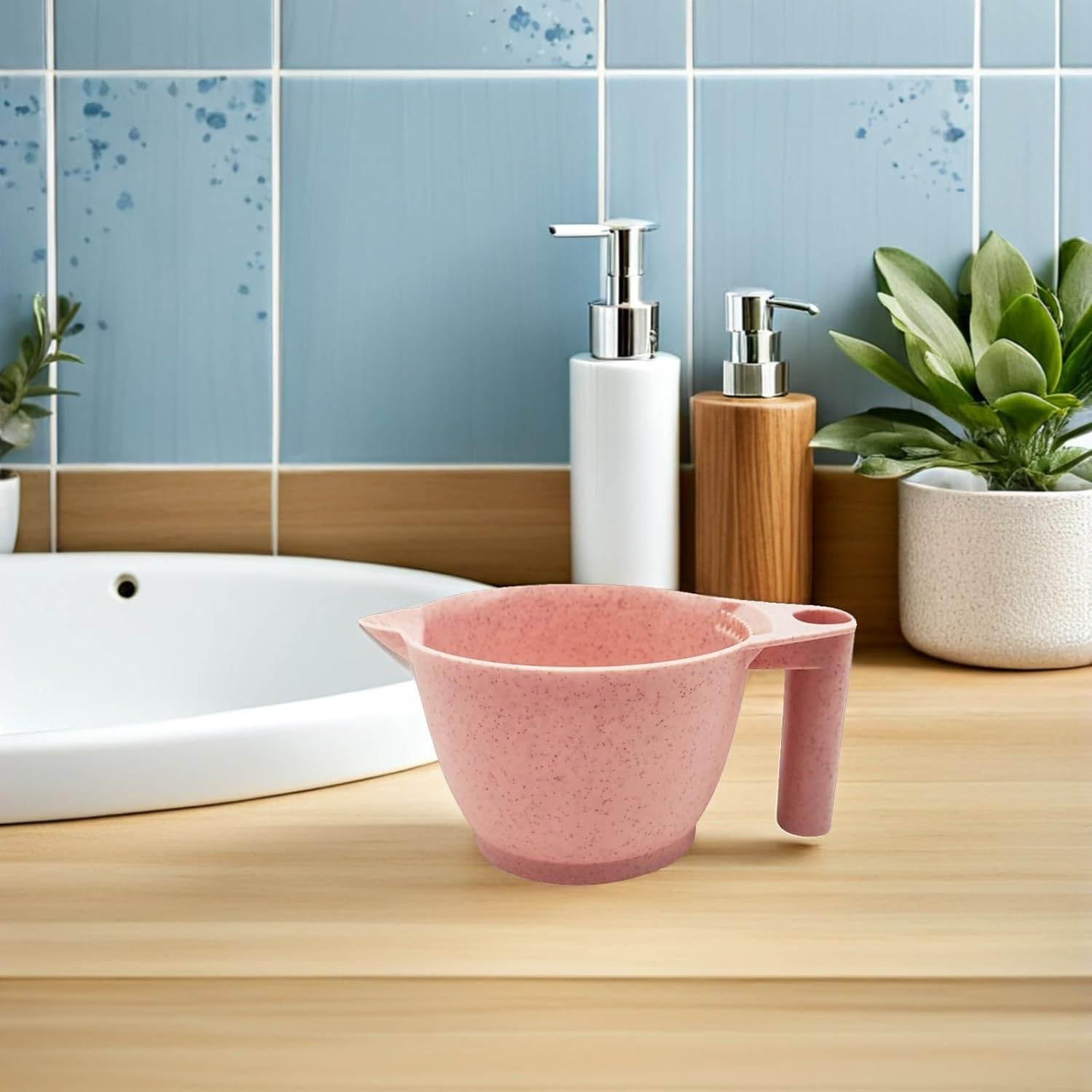 Hair Dye Bowls ，Hair Mixing Bowl ，2pcs with Handles Coloring Tools Eco-friendly Straw Green Tint