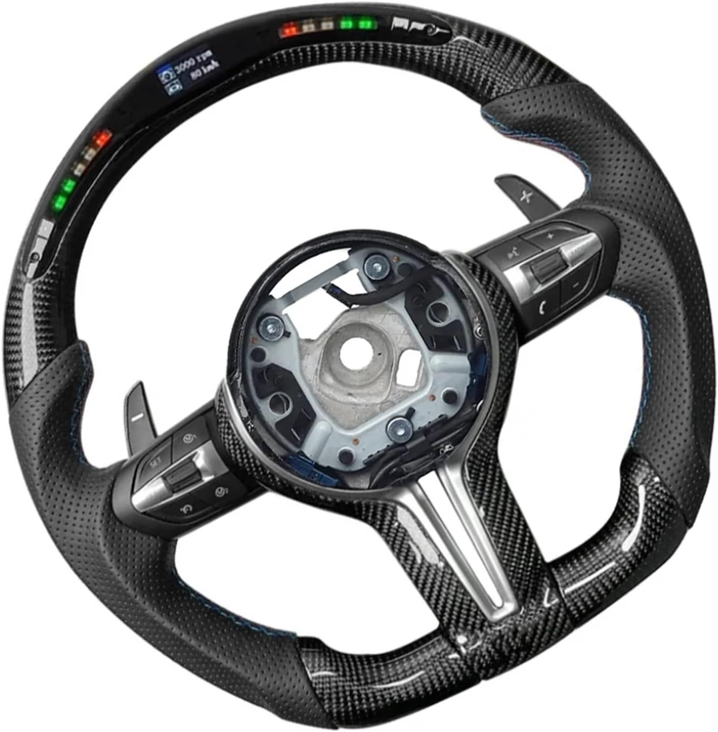 Carbon Fiber LED Car Steering Wheel For BMW M3 M4 M5 M6 F01 F02 F06 F07 F10 F11 F12 F13 F30 F32 F80 F82 E90 E60 Accessories(Style 02-E90)