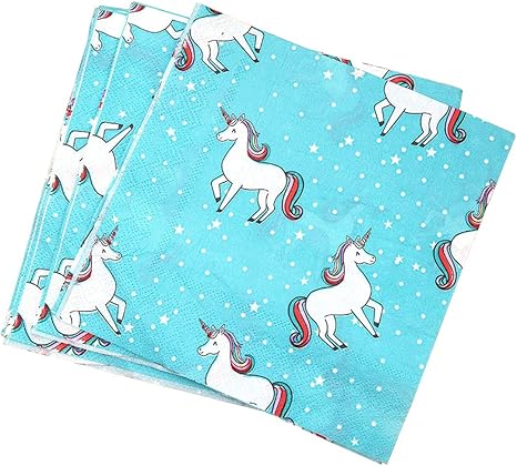 Amazon ユニコーンペーパーナプキン プリントナプキン ティシュペーパー 動物 ブルー 誕生日 ウェディング 結婚式 キャラクター 使い捨て 枚 ペーパーナプキン オンライン通販