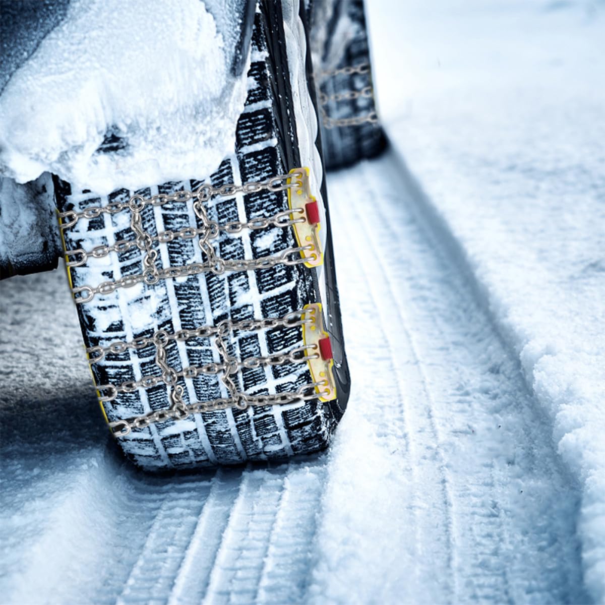 Antirutschkette für Autos 2 Stück Schneeketten für Autoreifen mit Robuster Traktionshilfe bei Schnee Eis und Schlamm für Suv und Pkw Notfall Einsatz Zufällige Farbe