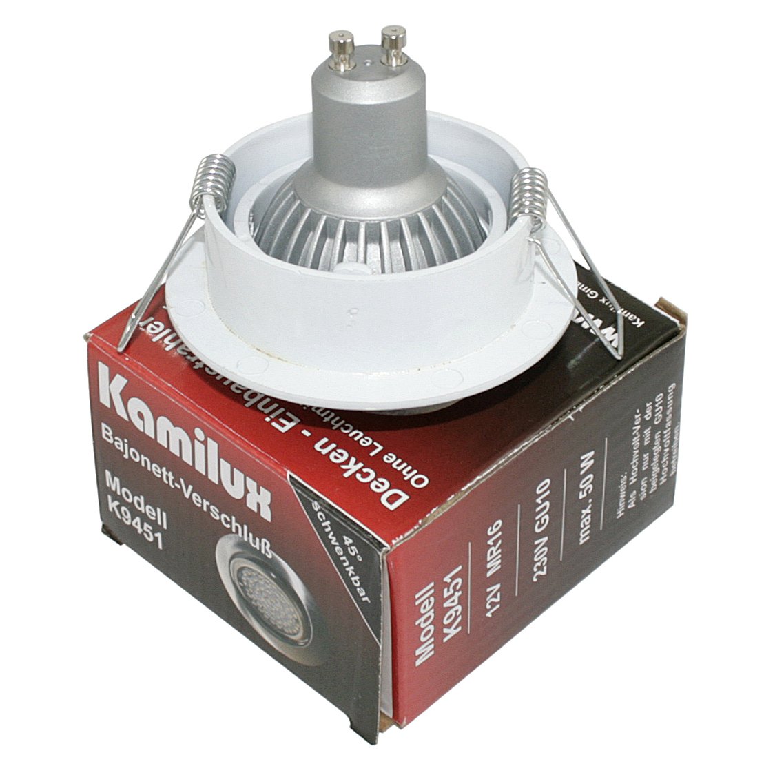 6er Set Power LED Einbauleuchte Bajo 230V GU10 weiss + Power LED 5 Watt in tageslichtweiss