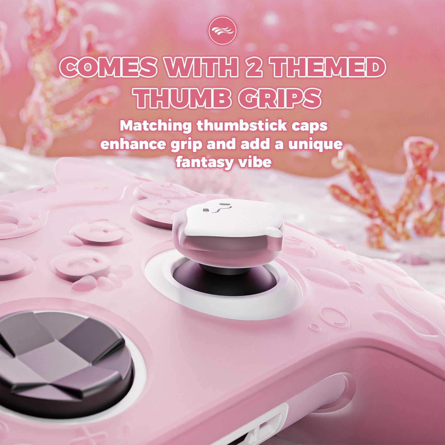 PlayVital Cover Controller per Xbox Series X/S Joystick Custodia Silicone Case Grip Antiscivolo & Copri Levette Analogiche & Adesivi, Accessori Protettivi Carini, Semi-trasparente Rosa Pesca