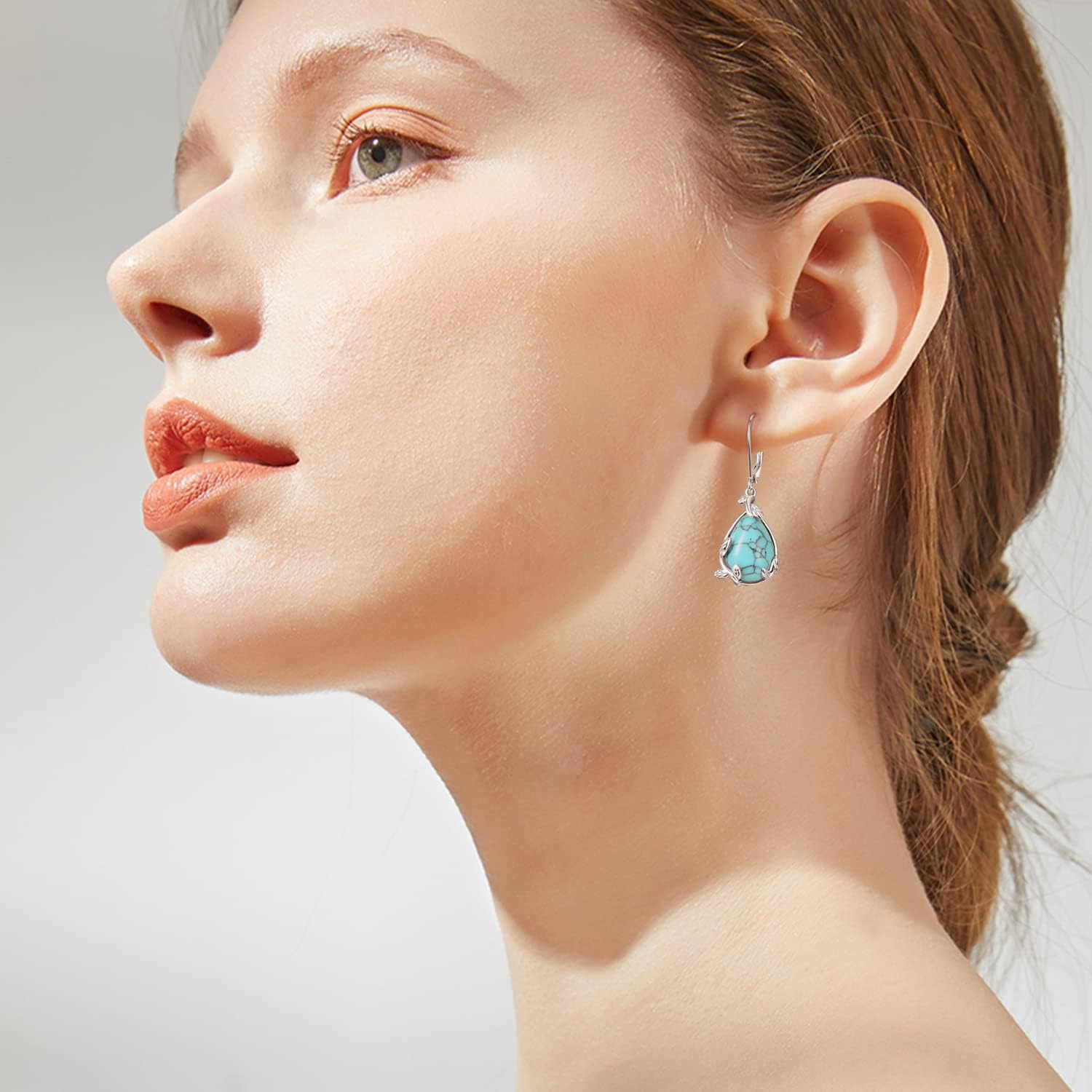 Palpitate Turquoise/Abalone Shell Earrings for Women 925 Sterling Silver Dangle Leverback Earrings Silver Jewelry Christmas Gifts