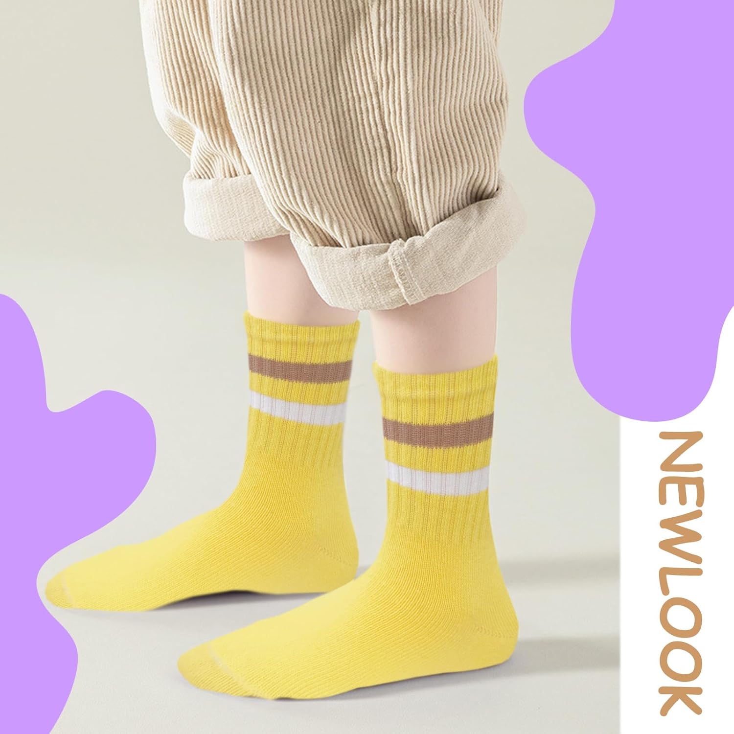 Bemeol Girls Socks 10 Pairs Girls Crew Socks Athletic Cotton Lightweight Stretch Casual Sock for Kids 4-6 6-8 8-10 Years Old - Image 5