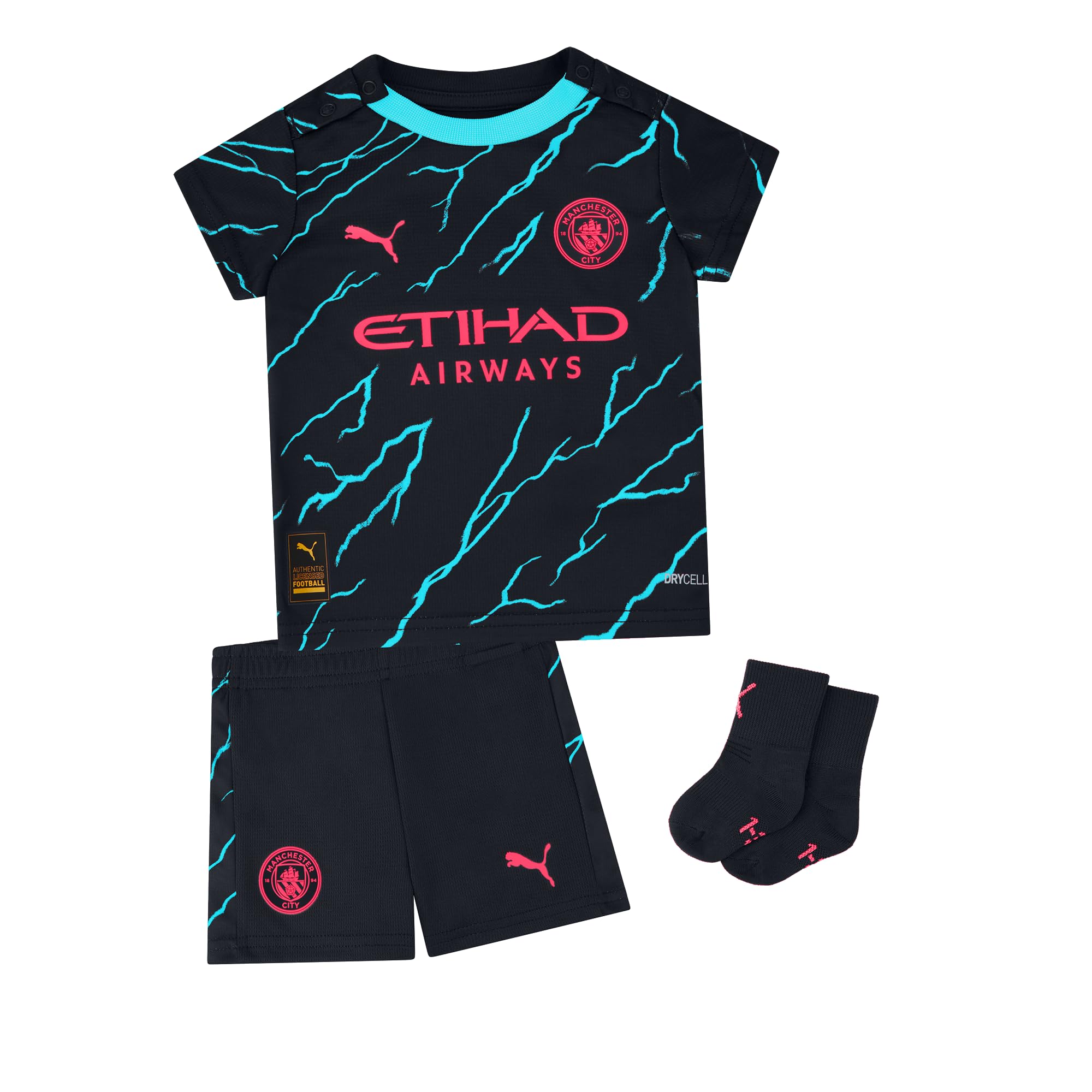 '23-'24 Man City Third Baby Kit Toddler's 2-4 Mo Polyester Manchester City Made By: Puma Unisex Toddler Navy 4-6 Mo
