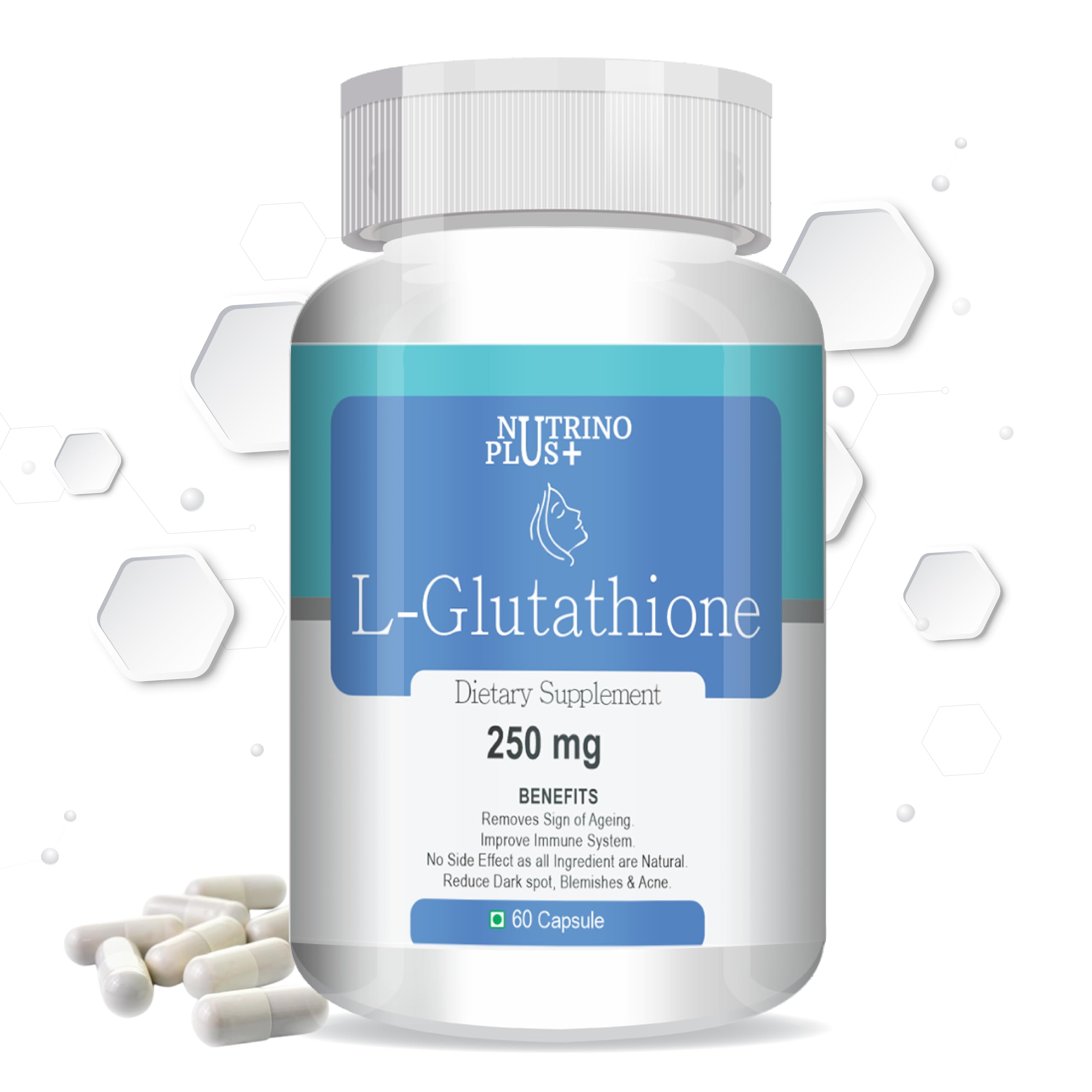Buy Nutrinoplus L-Glutathione 250mg | Immune & Heart Health Support, Glowing Skin, Rich Antioxidants | Formulated in USA