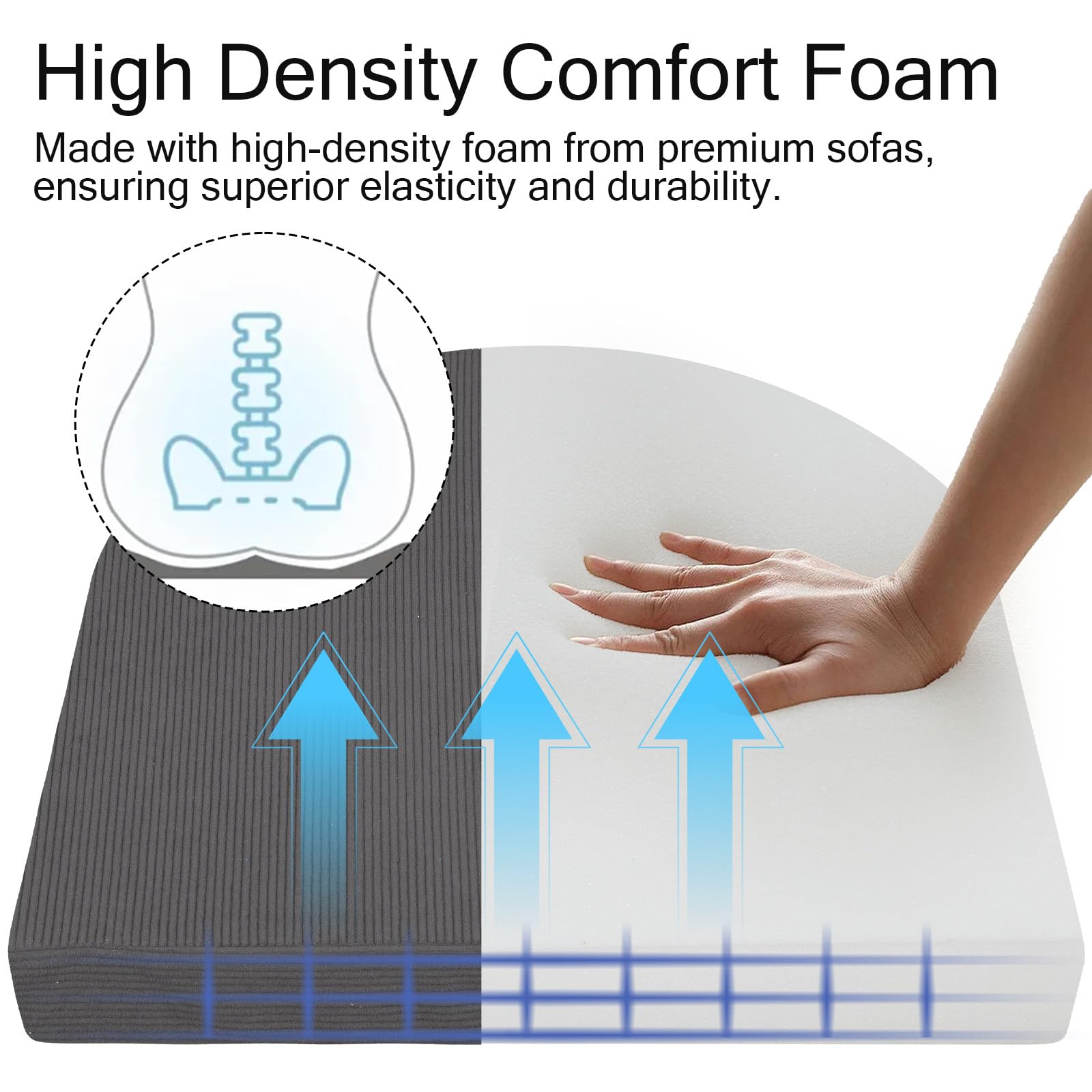 Juego de 2 cojines de asiento para silla de comedor, cojines de silla de jardín y cocina con lazos, cojines de espuma de corduroy en forma de U cómodos para interior y exterior, 40 x 40 cm