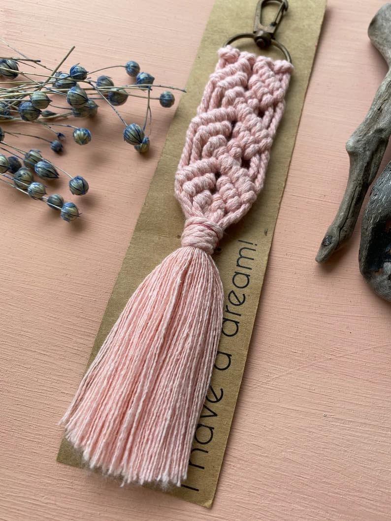 Azeem MartMacrame diamond Keychain, Macrame Handmade Keyrings Bag/Purse Charm, Keys Macrame Ornament, Best For Gift