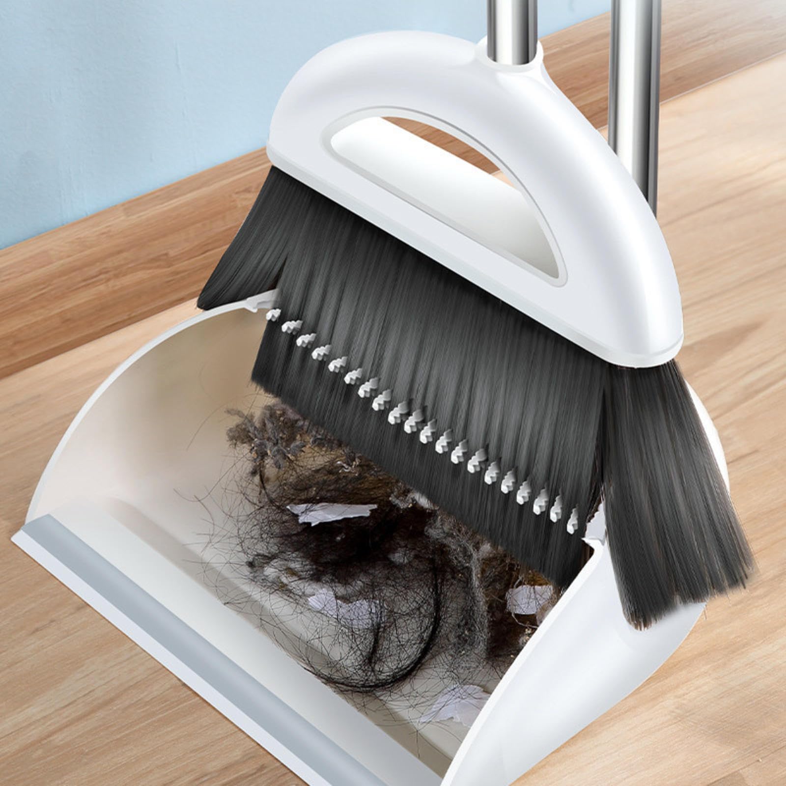NIBHZ Juego Combinado de Escoba con Recogedor, Recogedor de Pie con Mango Largo, Juego de Escoba y Recogedor para El Hogar, Cocina, Tienda, Interior, Comercial