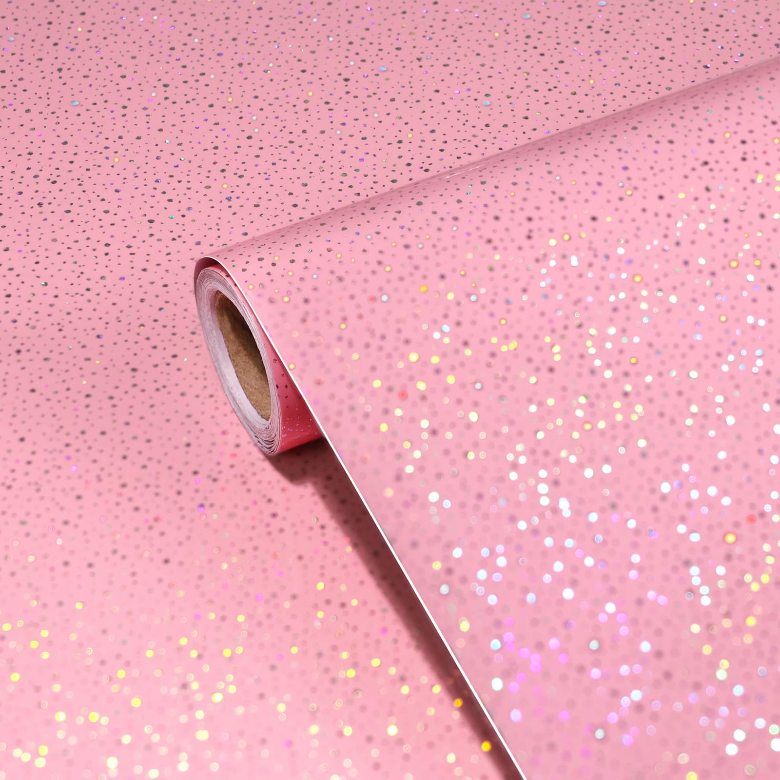 XiaoDeYouth Pink Self Adhesive Wallpaper Holographic Glitter Contact Paper