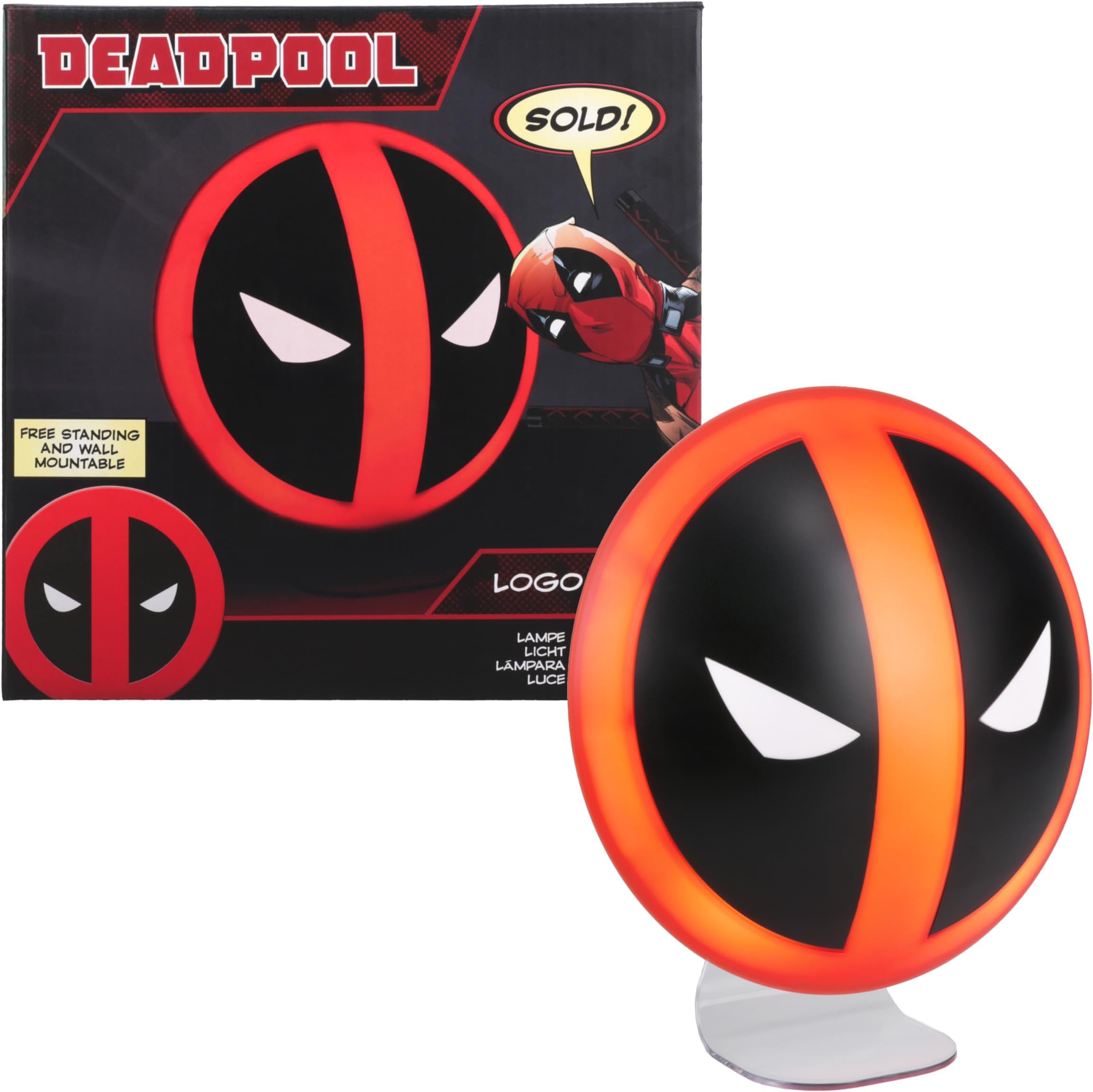 Deadpool Logo Light, Free-Standing Touch-Operated Lamp, Marvel Merchandise & Decor