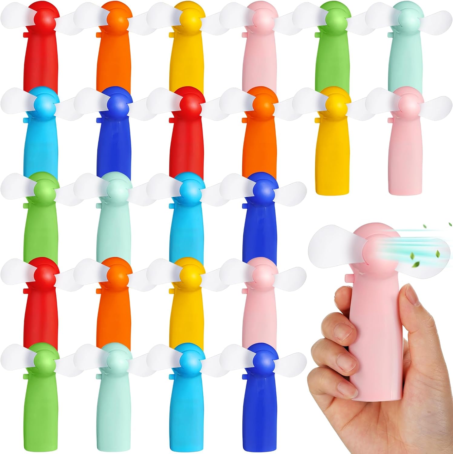 24 Pcs Mini Portable Electric Fan Bulk Powerful Personal Handheld Fan for Wedding Favors Summer Music Festival Travel Camping, Battery Not Include(Multicolor)