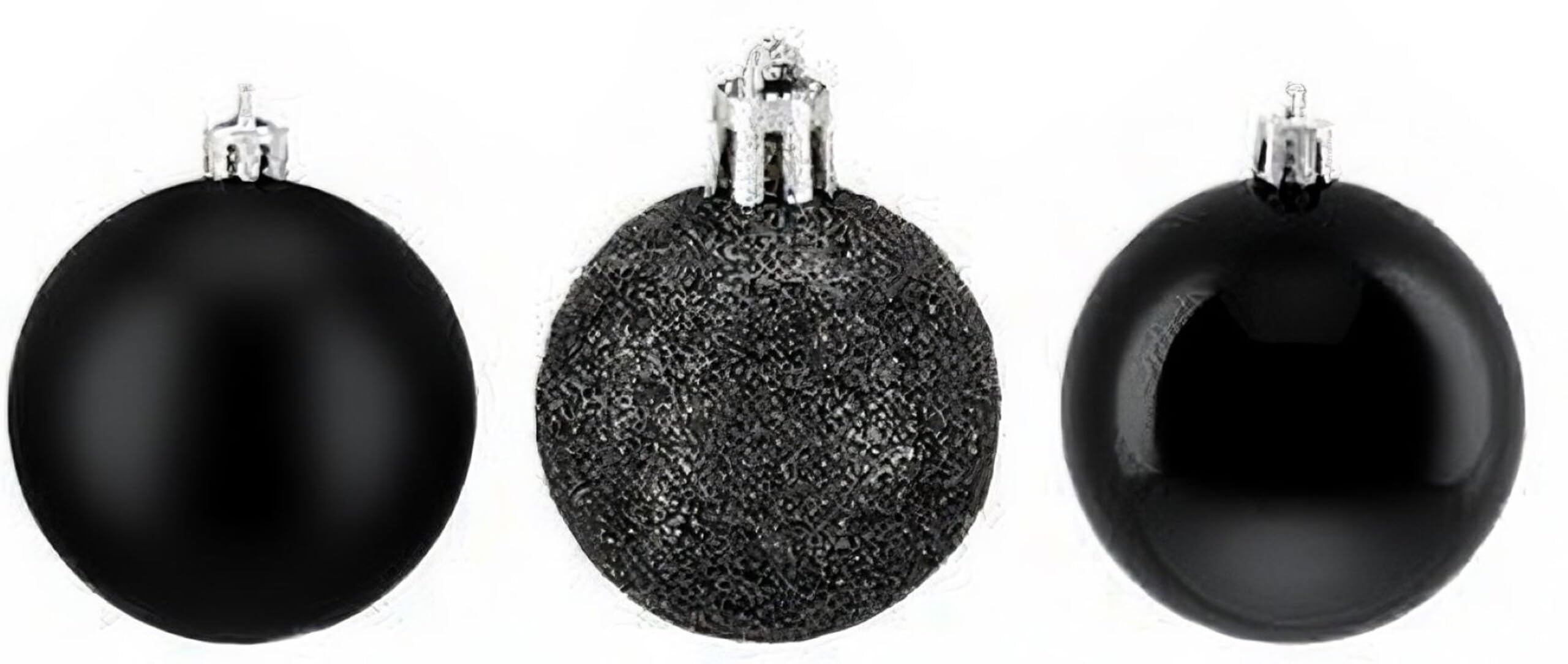 Relaxdays Palline di Natale, Set 76 Palle Albero, Addobbi Natalizi, Sfere in Plastica Opache, Lucide e Glitter, Nero