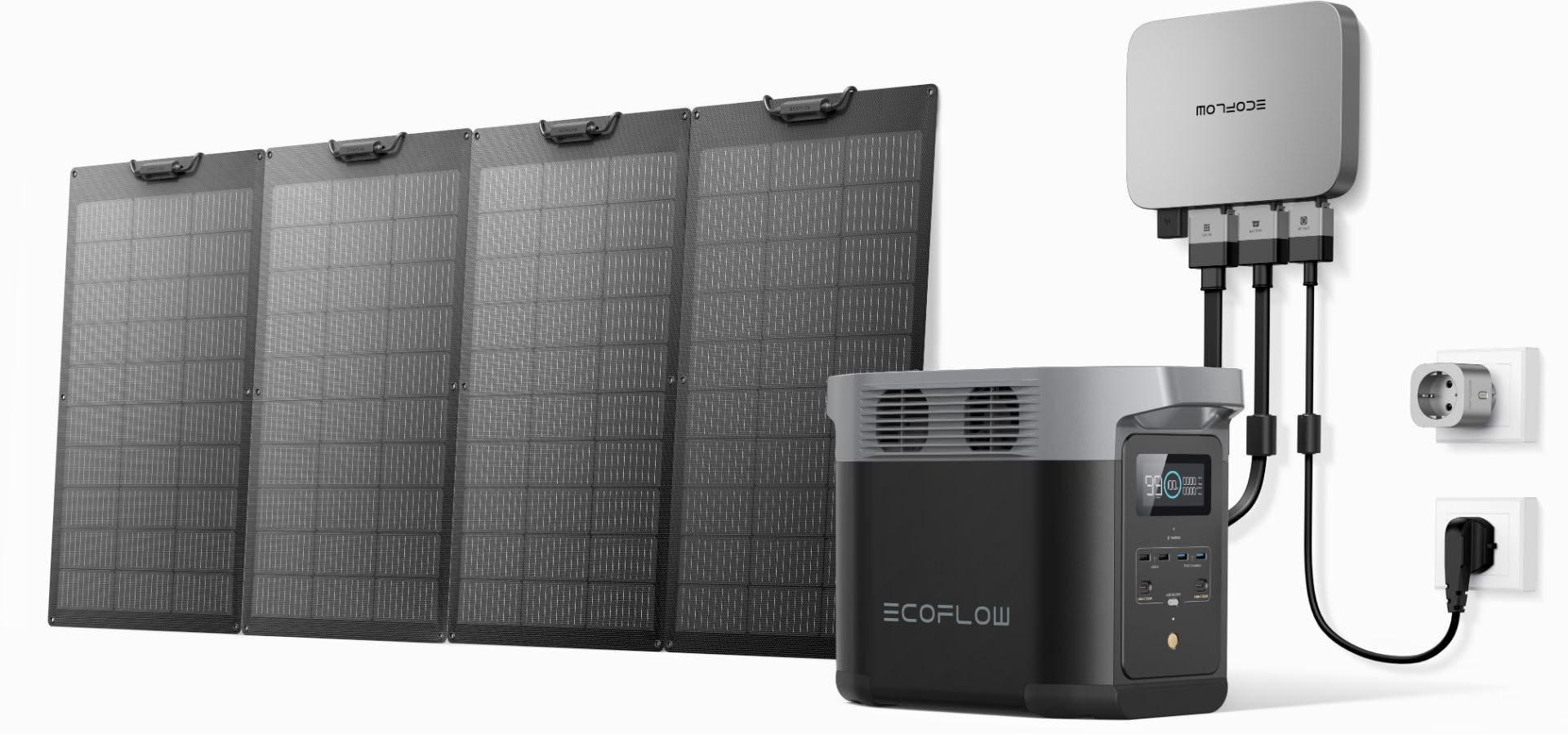 EcoFlow 5011401001 EFPowerStreamMI-EU-600W Micro inverter da 600 W, inverter solare intelligente WLAN per 2 pannelli solari/IP67/App/MPPT, 5011401001