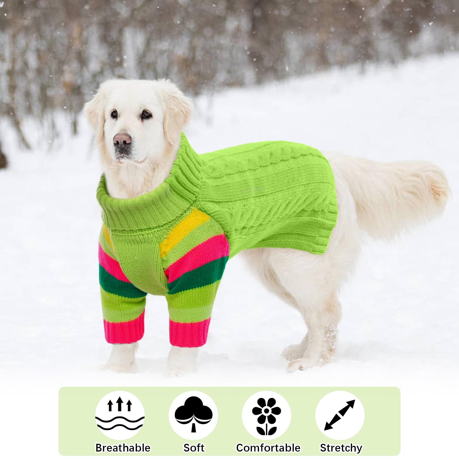 OUOBOB Dog Jumper with Turtleneck & Christmas Design, Large Dog Sweatshirt for Boys & Girls, Pet Apparel Knitwear for Winter XXXXXL - Image 4