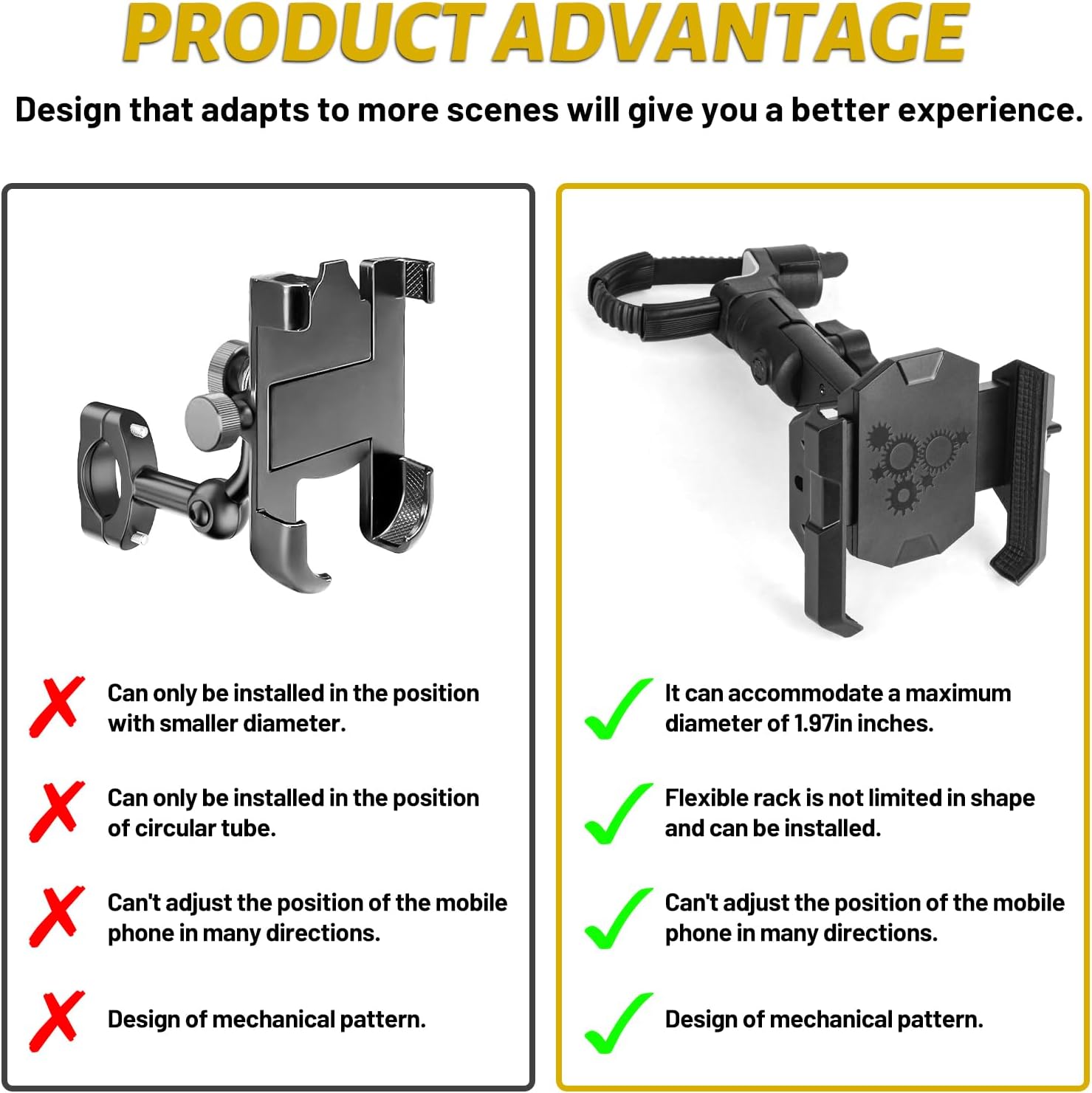 Z8 Phone Mount Compatible with Wrangler,Bronco,Offorad,Pickup,Truck,Motorcycle,Bicycle,UTV ATV.Stress-Resistant and Highly Adjustable.Fits Any Size Tubular Handlebars.