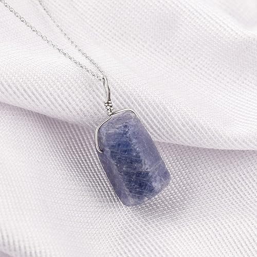 Miniatura 45 de AA Natural Raw Aquamarine Rough Stone Handmade Dainty Pendant Necklace For Women, Healing Chakra Crystals, Birthstone Jewelry, Rhodium Plated 925