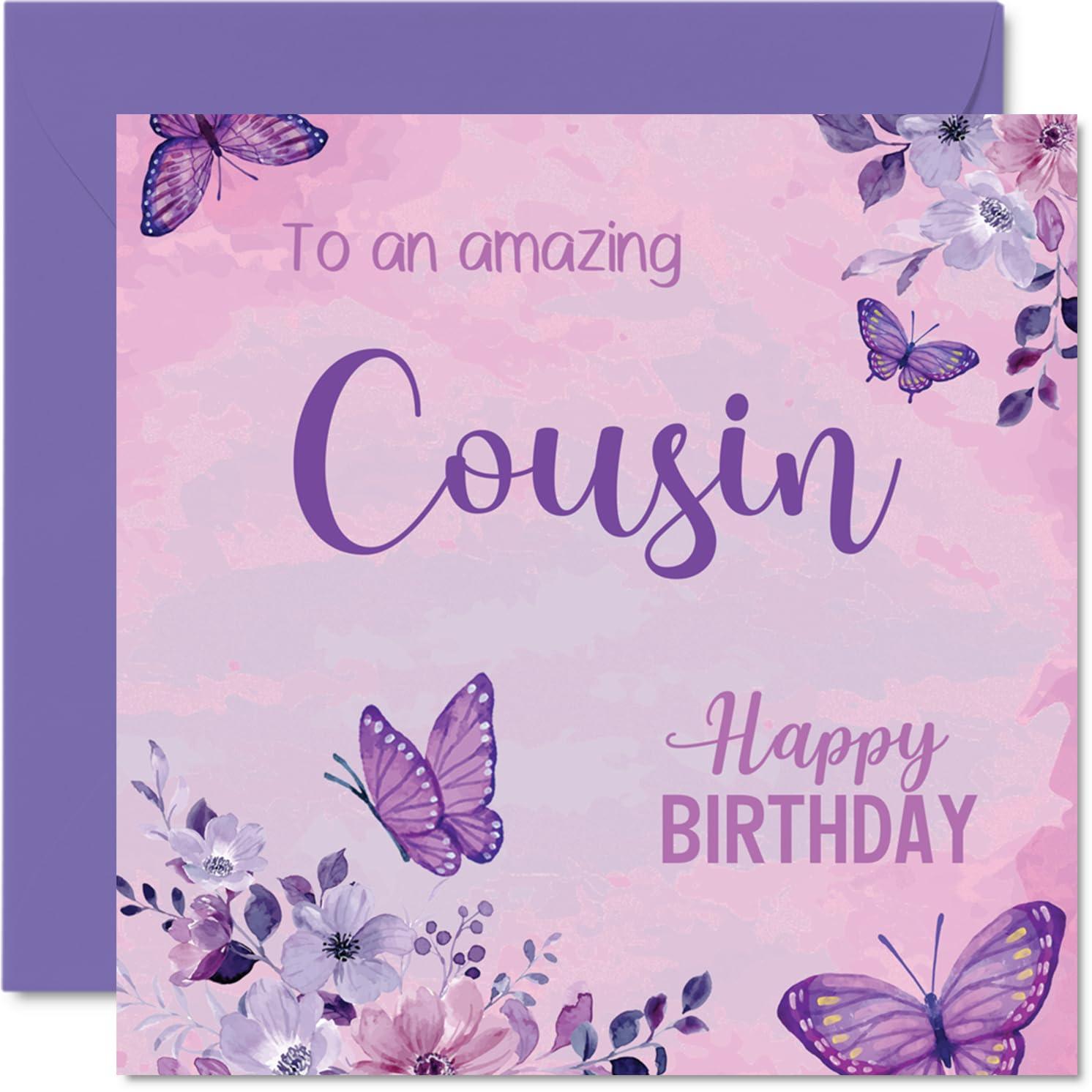 Sweet Birthday Card for Cousin, Bursting with Butterflies and Blooms