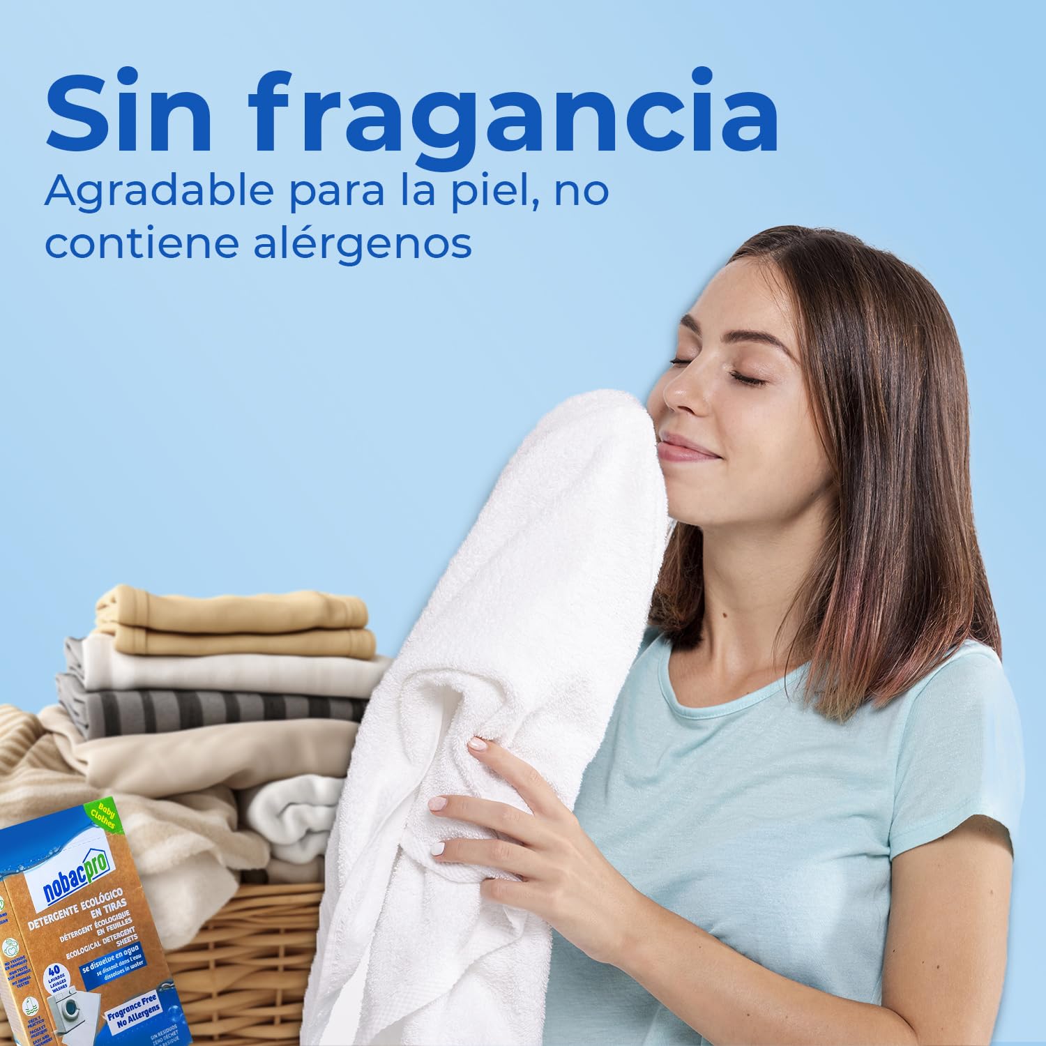Detergente en Tiras para Lavadora | Hasta 400 Lavados - 200 Tiras | Olor Free Fragance | 100% Ecológico | Hipoalergénico y vegano | No contiene plásticos | Fabricado en España | Sin Plásticos, Hipoalergénico y Vegano, Sin Fosfatos ni Parabenos, Fabricado