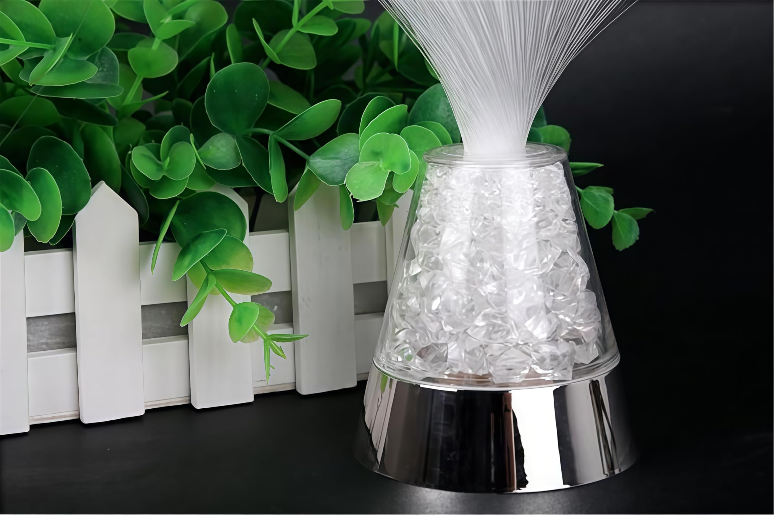 Lampe optique en fibre optique avec cristaux à changement de couleur Veilleuse LED Glacier pour fêtes et occasions spéciales