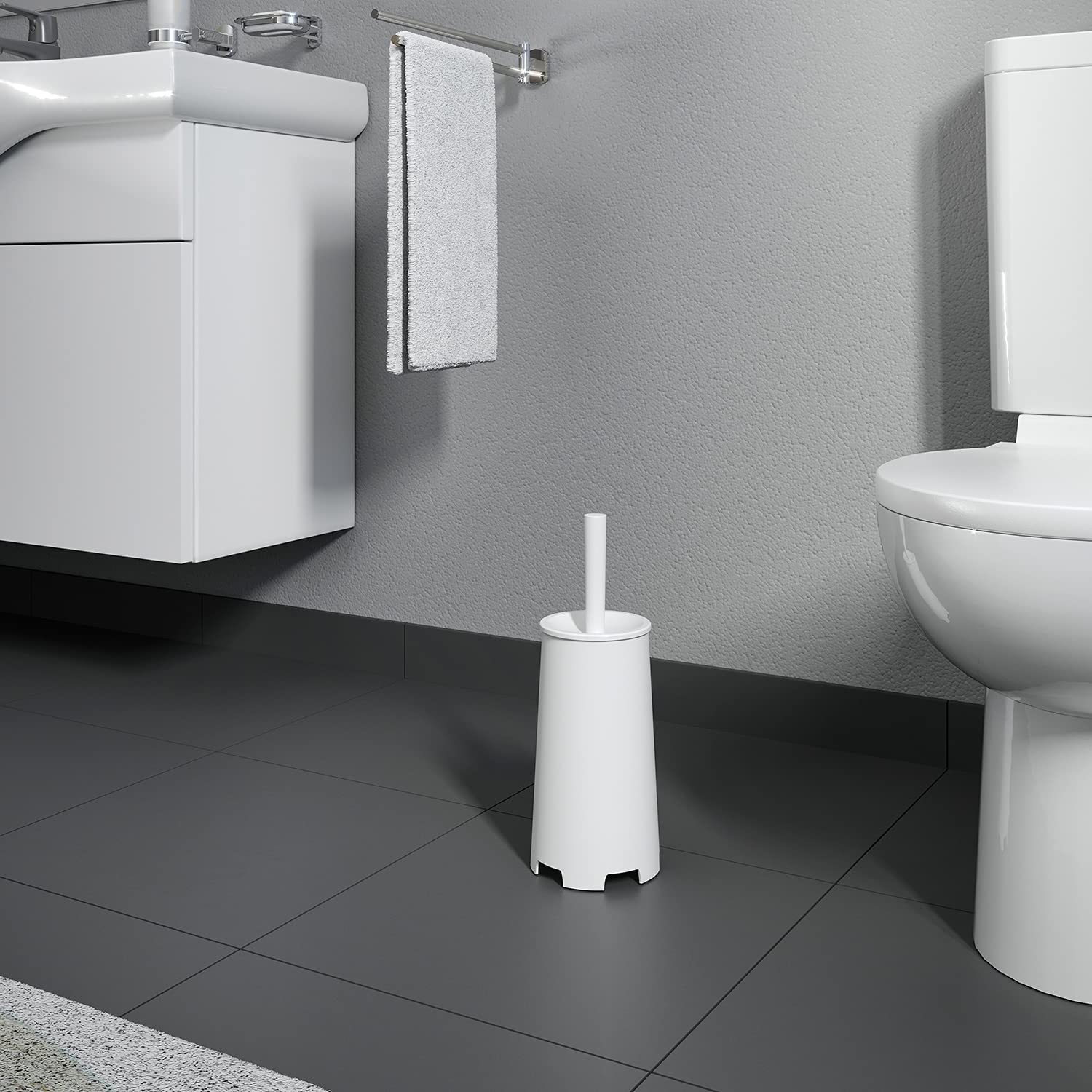 GEDY Oscar WC-Bürste – Schwarz-matt Aus Thermoplast, Stylisches Bad-Accessoire, Made In Italy