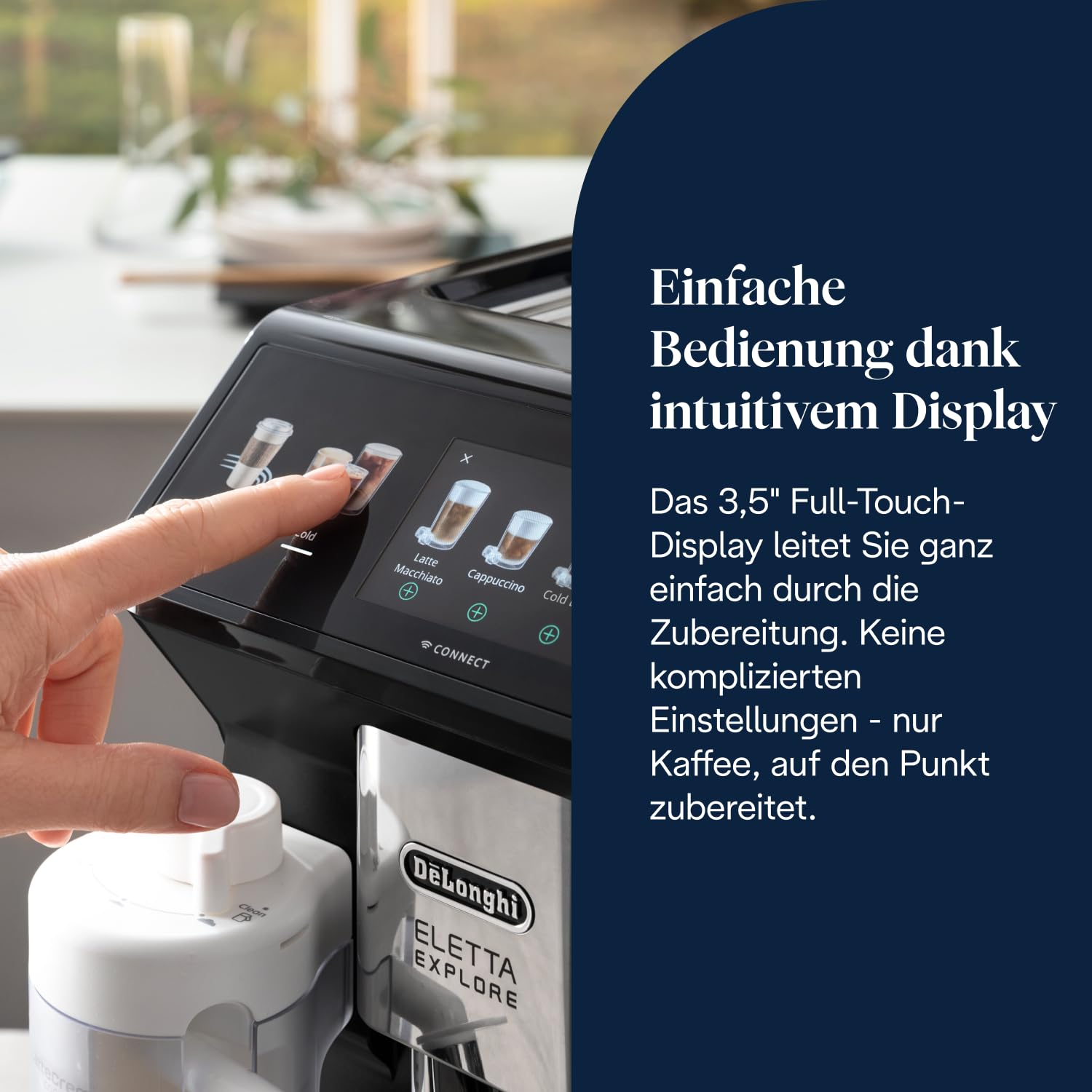 De’Longhi Eletta Explore Kaffeevollautomat mit LatteCrema, 50 Getränke, Cold Brew, Touch-Display, Dunkelgrau ECAM452.67.G