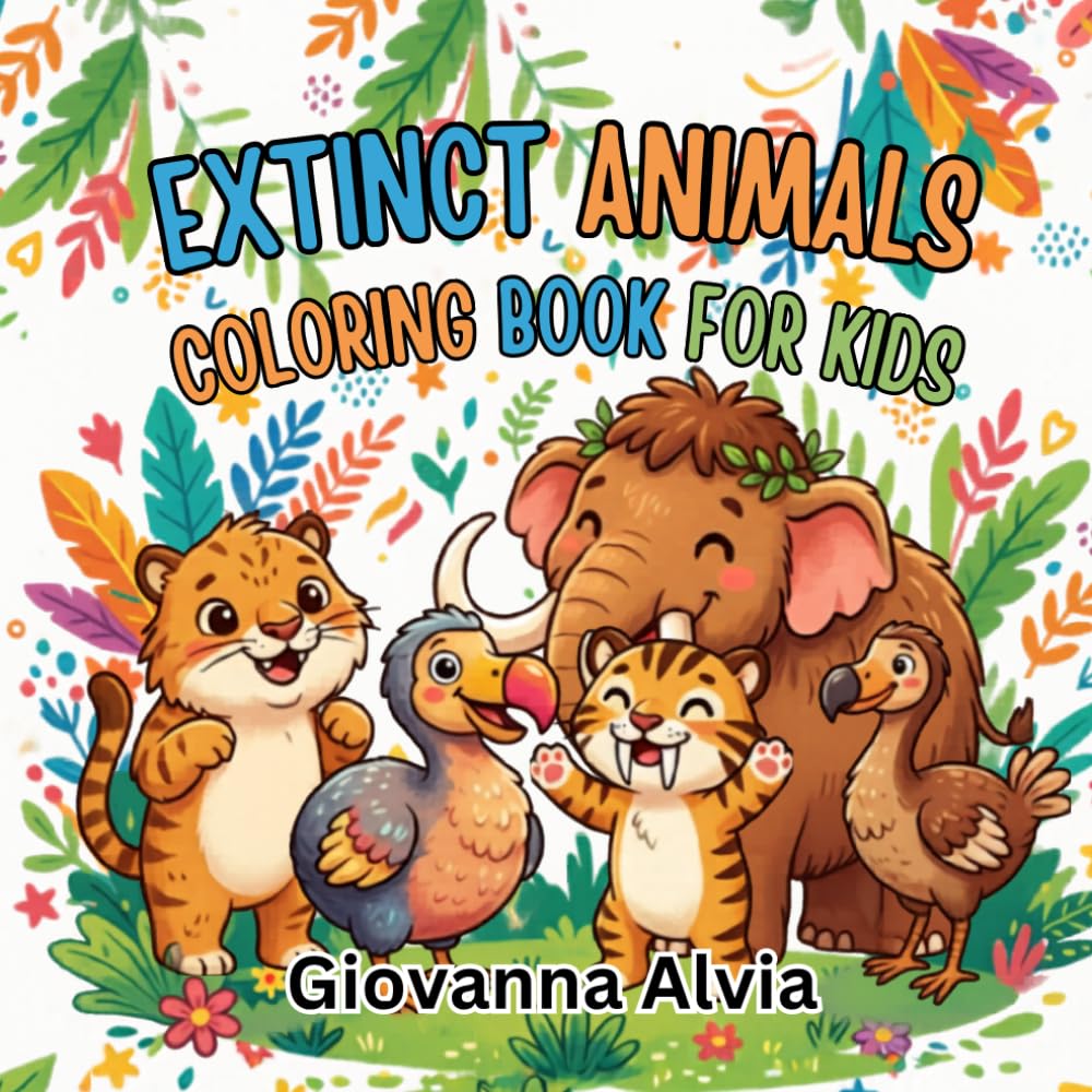EXTINCT ANIMALS COLORING BOOK FOR KIDS: Fun and Educational Coloring Adventure Featuring Prehistoric and Extinct Creatures from Around the World