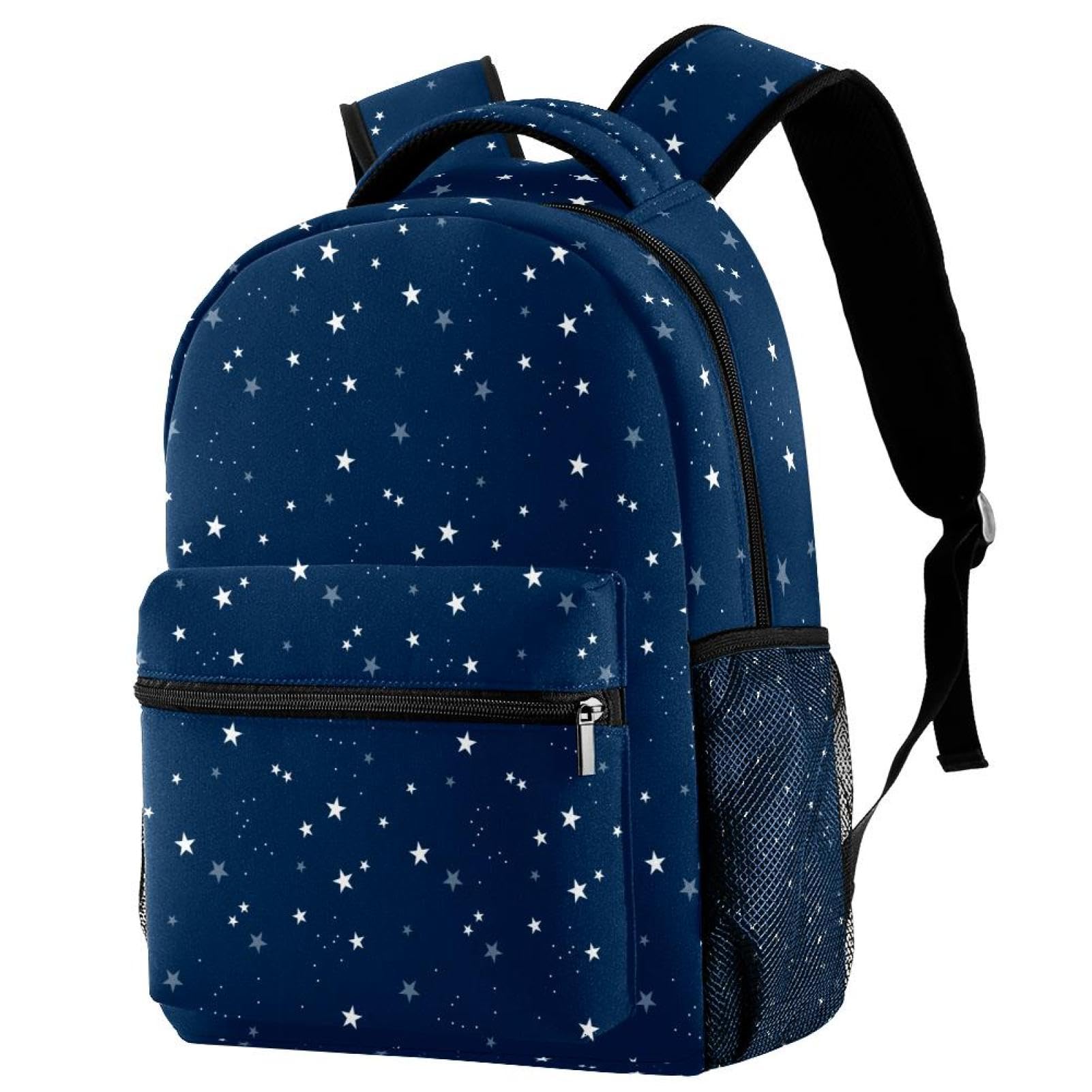 Zaino scolastico per uomini e donne, borsa da viaggio per computer portatile blu scuro con stelle, zaino leggero per università, zaino casual per libri