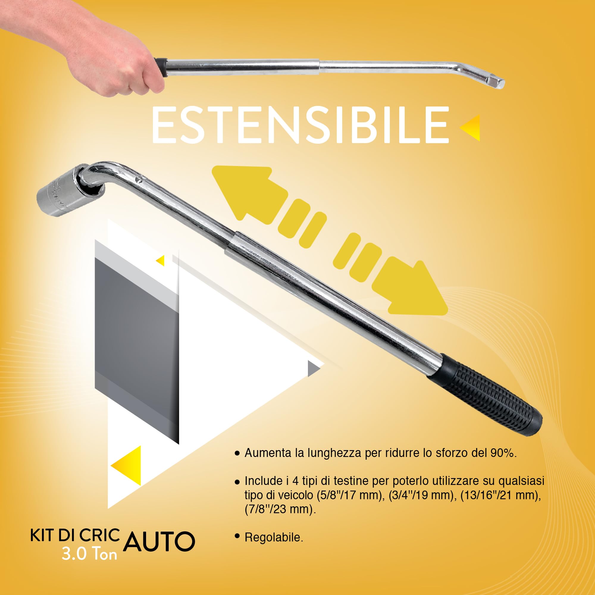 Cric per Auto 3 T | Cric a Forbice Universale Portatile per SUV