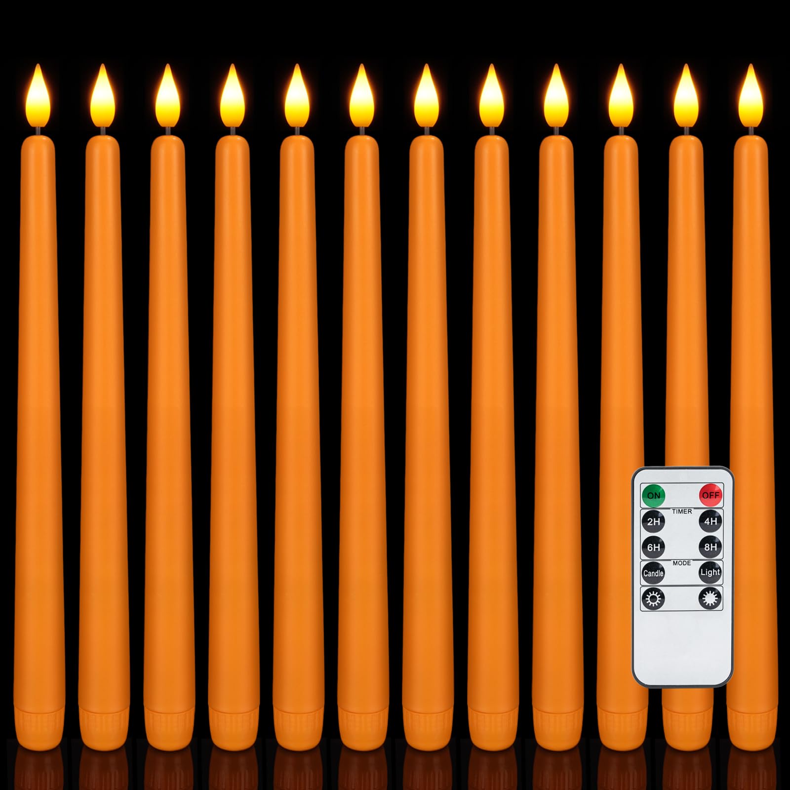 Bougies coniques sans flamme orange pour votre décoration d'Halloween