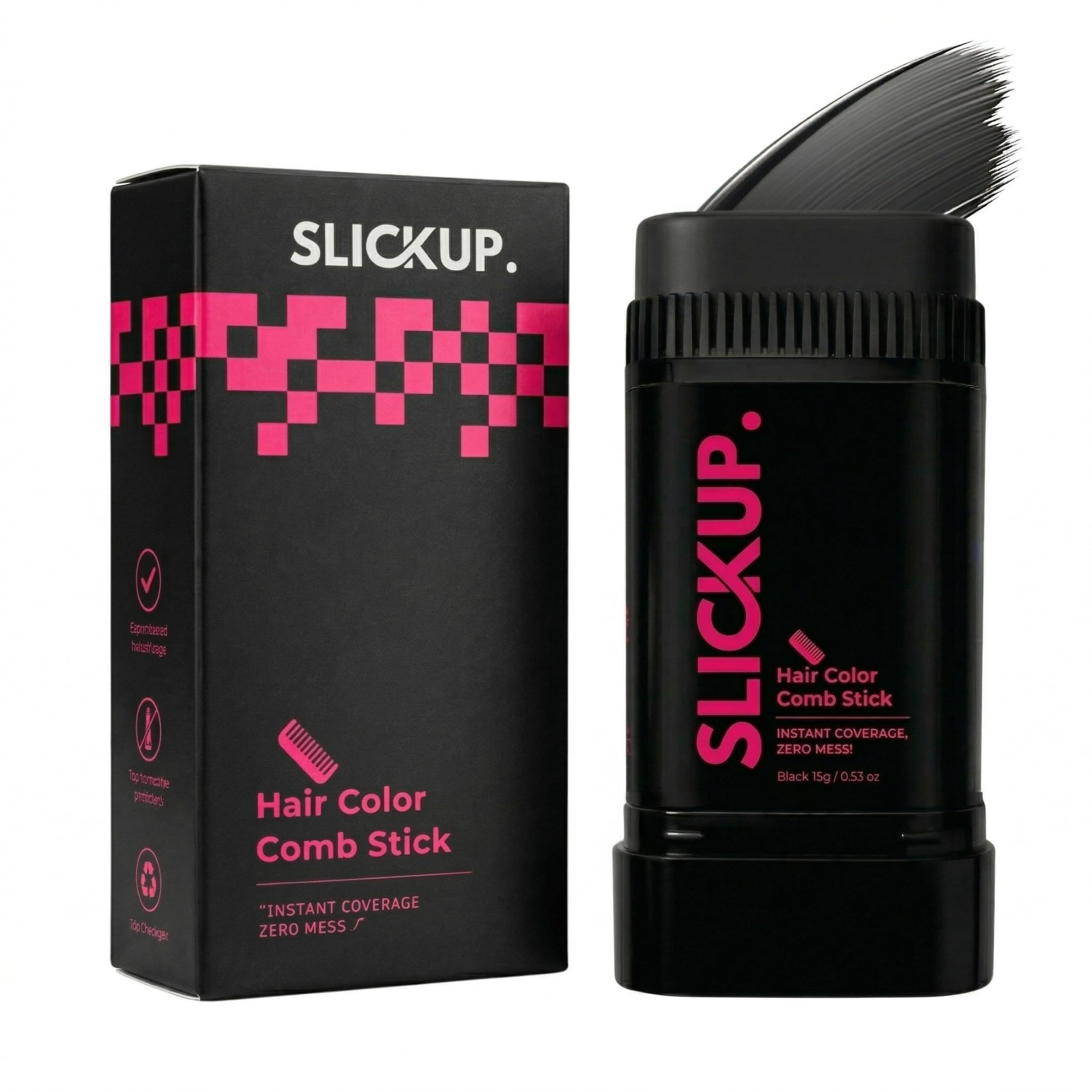 SLICKUP Hair Color Comb Stick for Men & Women (15g, Natural Black) | Instant Grey Coverage for Hair, Beard & Moustache | Root Touch Up with Biotin, Shea Butter & Rosemary Oil | No Mess, Made in India-image-6