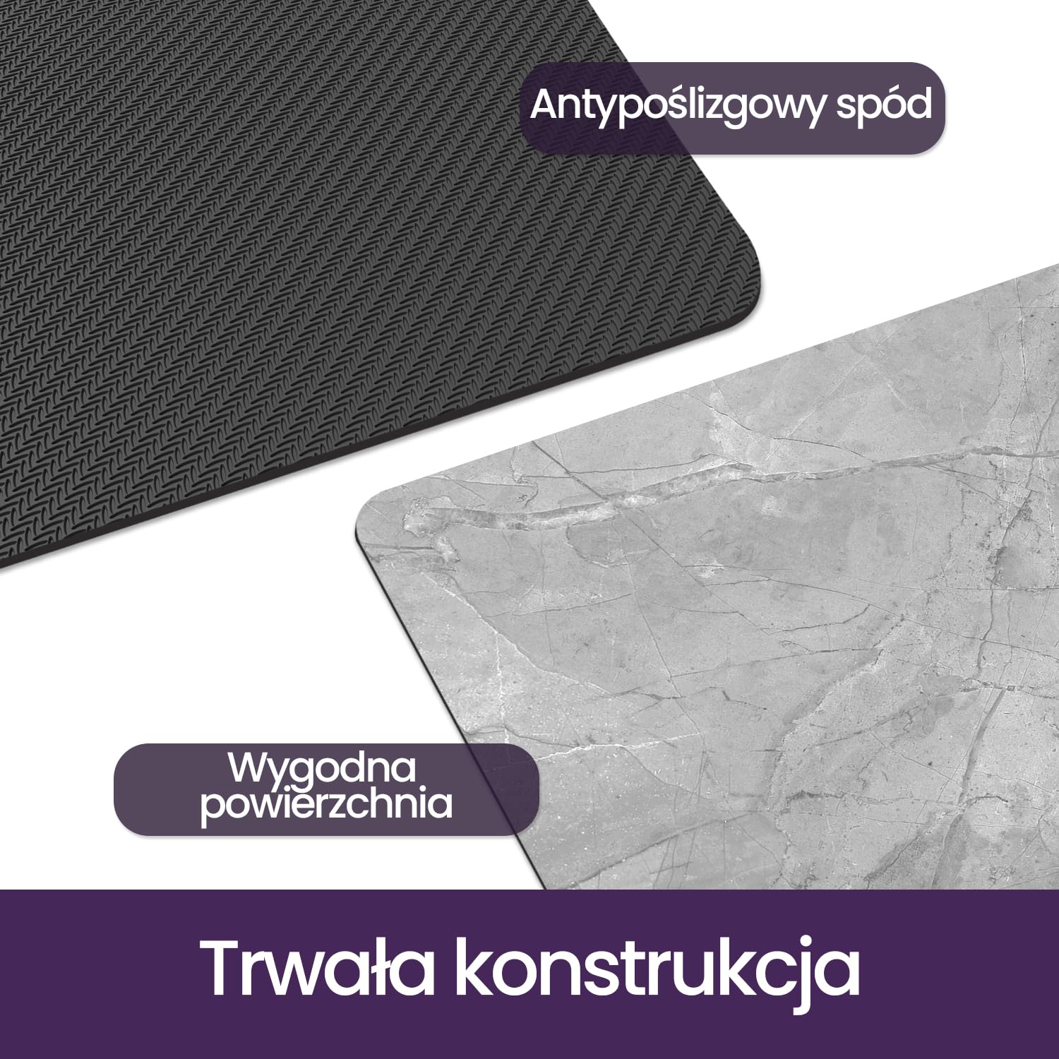 DEXI Chłonny dywanik łazienkowy 60 x 110 cm, dywaniki antypoślizgowe i zmywalne, ultracienkie, szybkoschnące maty pod drzwi prysznicowe, szary | Zaprojektowany do łazienek, pryszniców, wanien i zlewów, z cienkim profilem i nowoczesnym wzorem marmuru