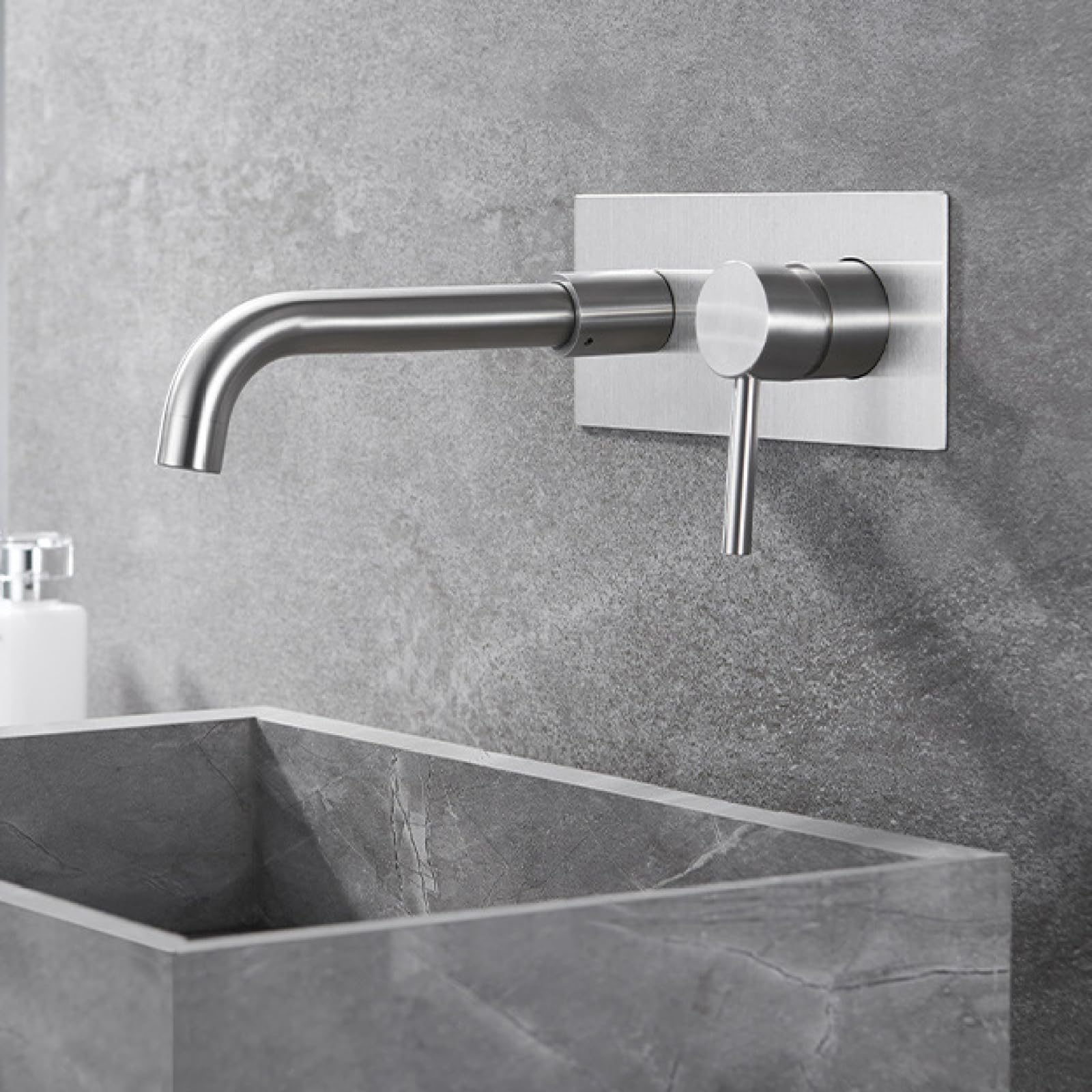 Robinet de salle de bain mural brossé eau chaude et froide double trou