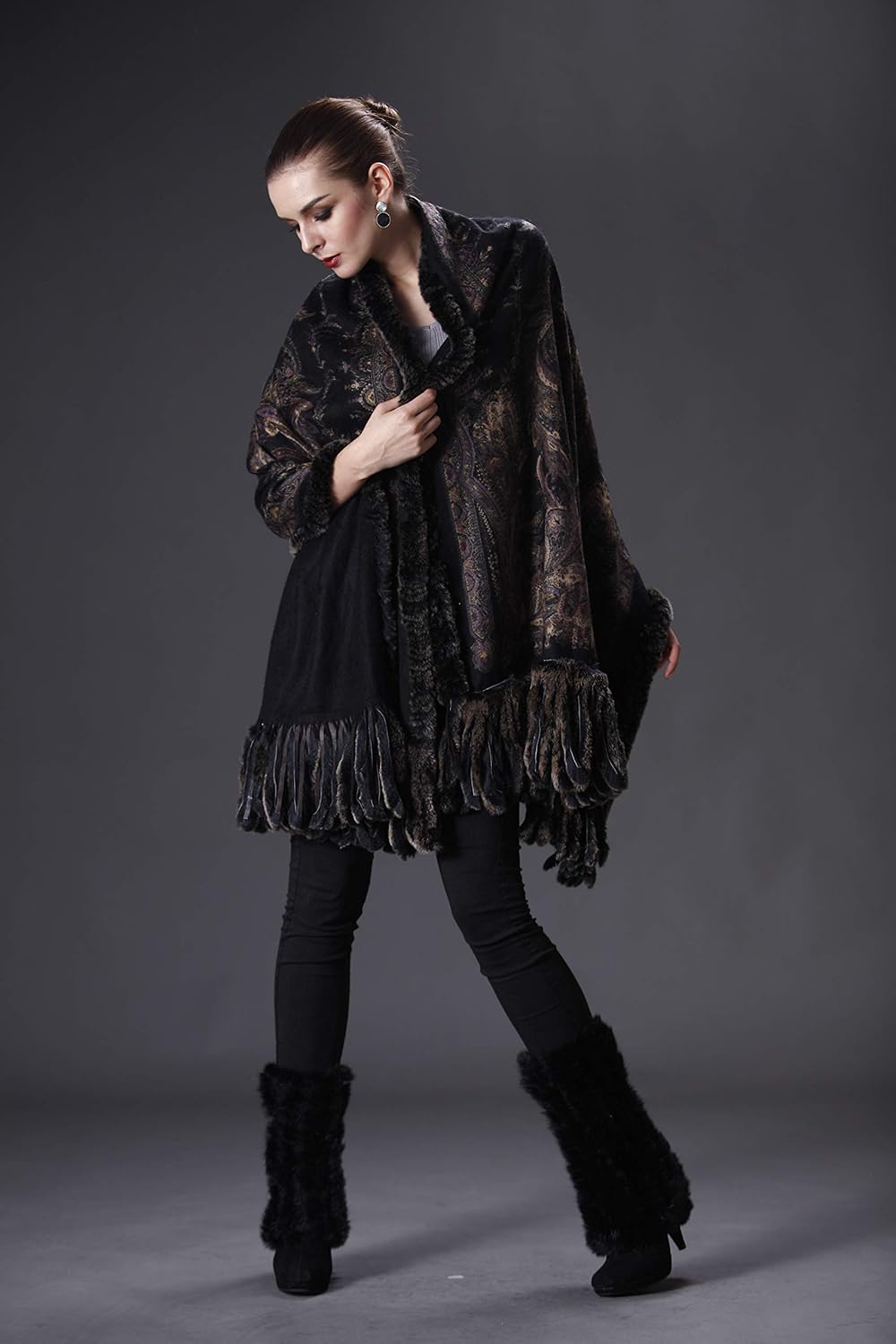 Women’s Cashmere Scarf–Fur-Wraps for Dresses-Mink stole-Mink-Rabbit-Fur Shawl–Poncho-dress shawl-Mens scarf (Unisex)