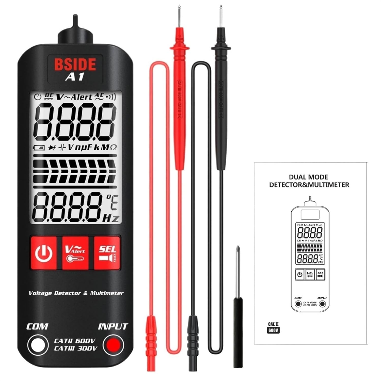 A1 LCD Digital Tester Mini Multimeter Voltage Detector 2000 Counts DC/AC Voltage Frequency Resistance NCV Continuity