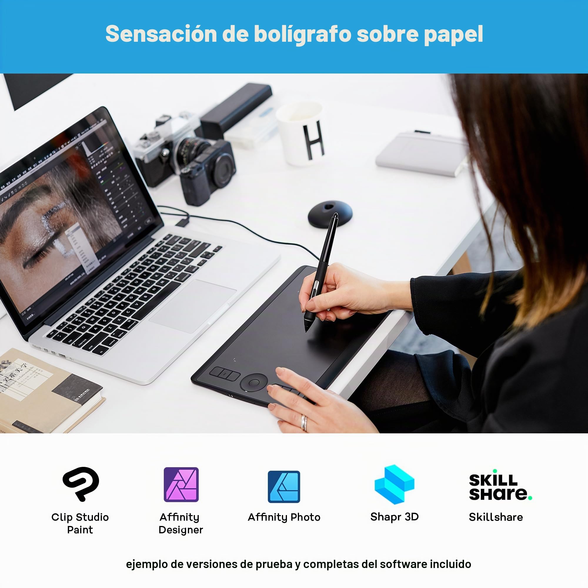 Wacom Intuos Pro M Tableta gráfica con lápiz Digital Pro Pen 2