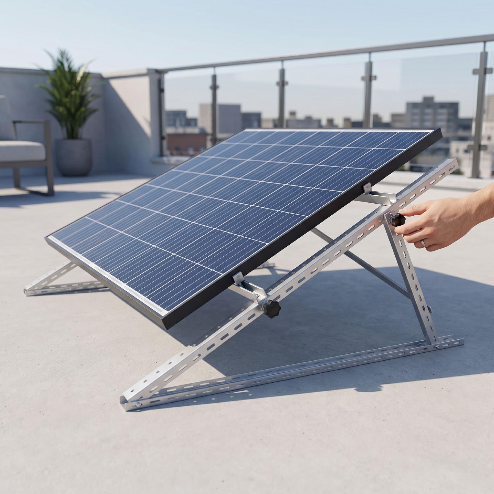 Fafeicy Staffa di Montaggio per Pannello Solare, Alluminio Regolabile da | Lega di Alluminio AL6005 T5, Acciaio Inossidabile SUS304, Parete del Tetto dello Yacht , Rack Fotovoltaico, Compatibile con