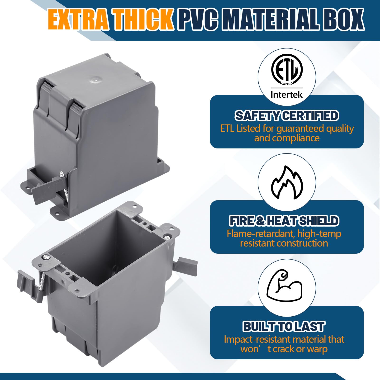 Tellegloww Paquete de 20 cajas de tomacorriente eléctrica de trabajo antiguo, 1 banda, 20 pulgadas cúbicas, caja de salida eléctrica ultra profunda, conexión de plástico PVC para interruptores, etc