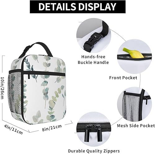 Miniatura 3 de Lonchera aislada con hojas de eucalipto para mujeres y hombres, reutilizable, a prueba de fugas, bolsa de almuerzo para trabajo de oficina