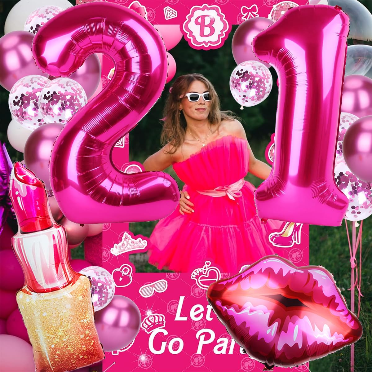 open lace back dress Amazon.com: 13Pcs Hot Pink 21 Balloon Number 40 Inch, Hot Pink Lips Lipstick  Aluminum Foil Balloons, 21st Birthday Decorations for Her, Hot Pink  Balloons for Anniversaries, Happy Birthday Decorations : Toys & Games