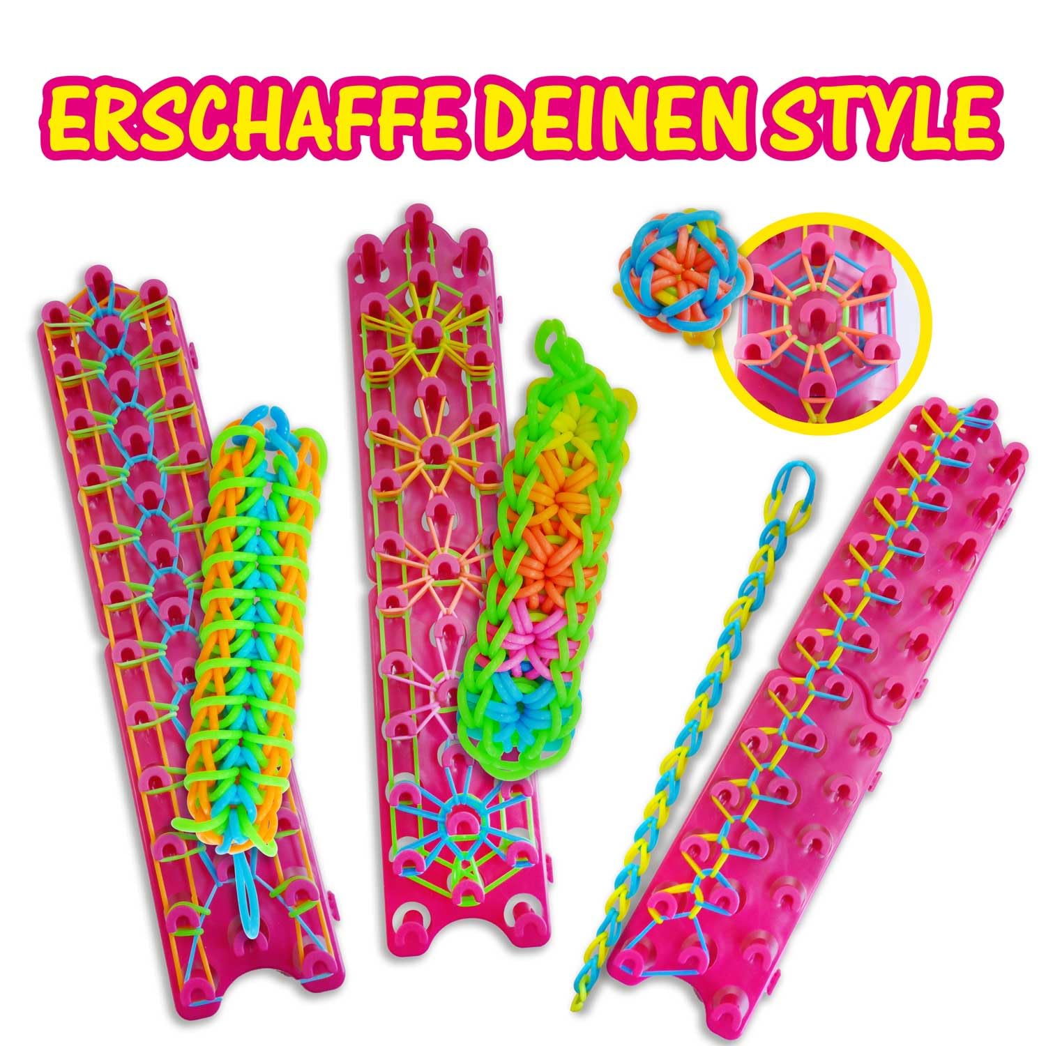 CRAZE Loops Krośno do Wiązania Kolorowych Gumek, Zestaw do Robienia Bransoletek i Prac Manualnych, Tablica do Loom Bands