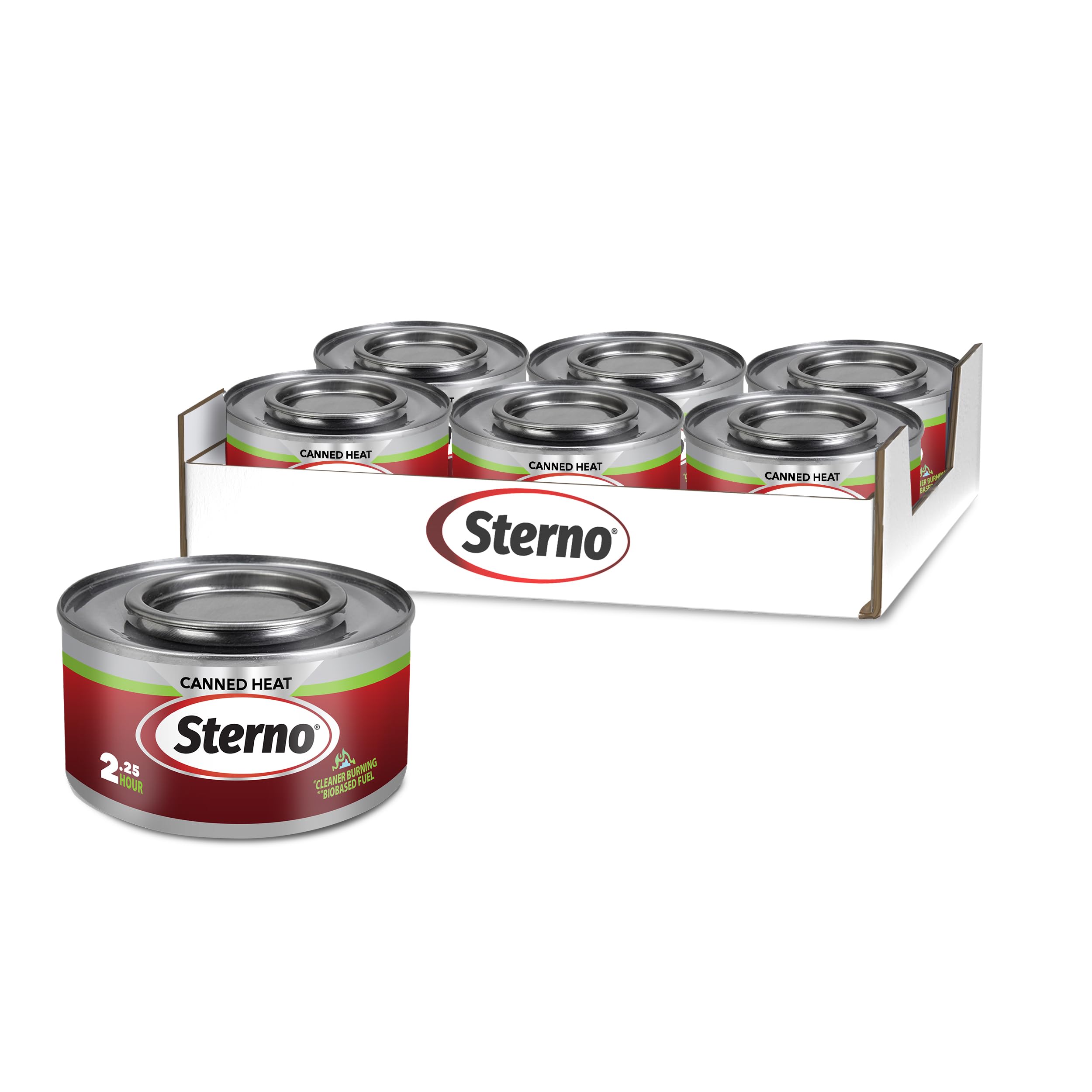 Sterno Fuel Cans - 2.25 Hour Burn, (6-Pack) Chafing Dish Fuel Can Burners for Food Warmer, Chafer Fuel, Canned Heat Ethanol