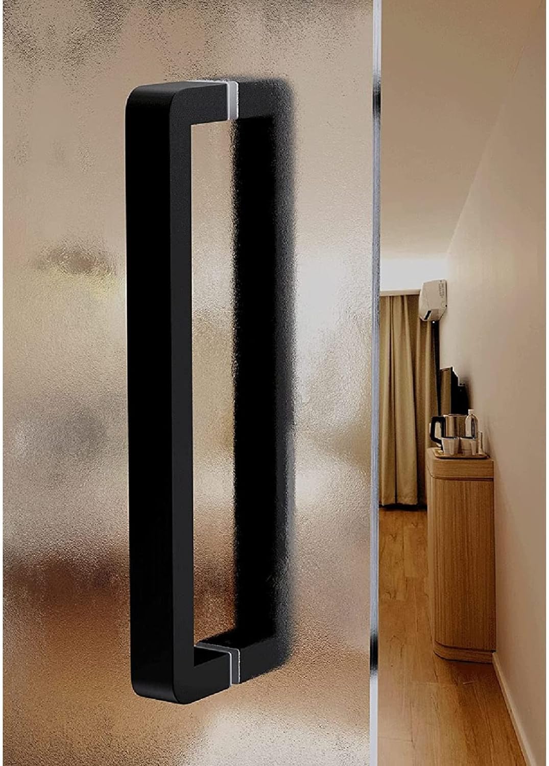 Modern Sliding Barn Door Handle,304 Stainless Steel Gate Handle for Front Glass Door and Sliding Shower Door,Back to Back Installation,Black /50cm