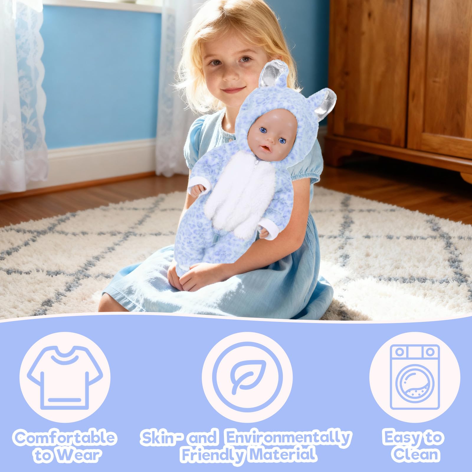 Baby Doll Clothes for 14-18 Inch Doll, Baby Dolls Accessories for 35-45cm Dolls, Cute Jumpsuit, Socks, Cute Pendants, Hanger - Image 4