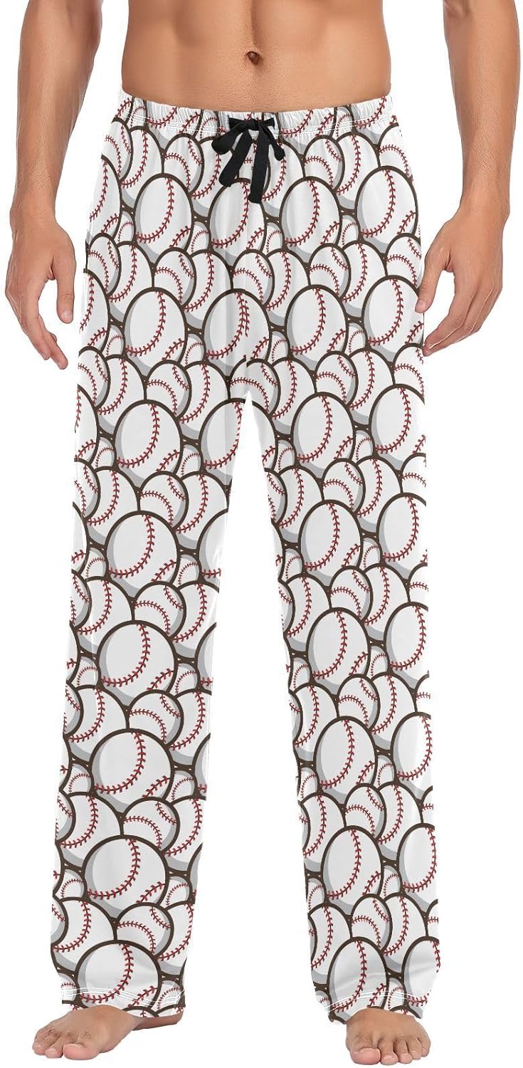 ALAZA Funny Baseball Pajama Pants Mens Lounge Pants Lightweight Stretch