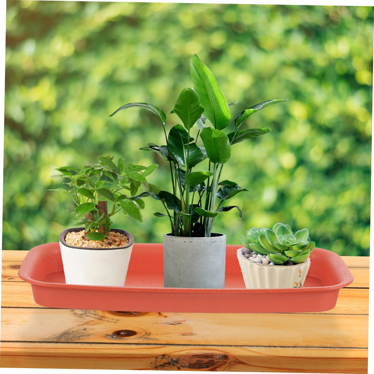 VICASKY 2Pcs Rectangular Plant Saucer Tray Durable Drip Tray for Indoor Plants Non Deforming Flower Pot Holder Garden Planter Water Catcher Brick